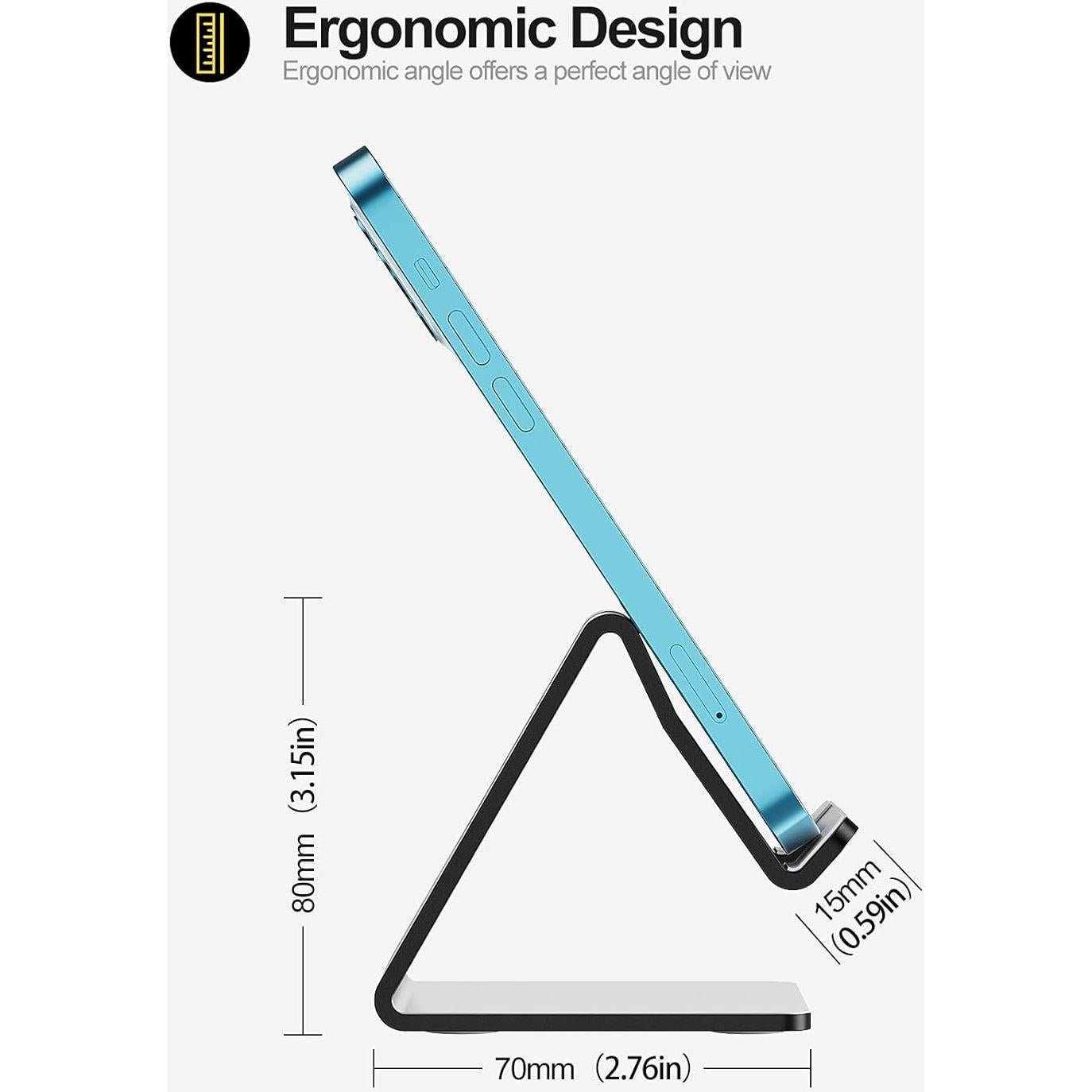Soporte para teléfono Urmust de aluminio negro ajustable