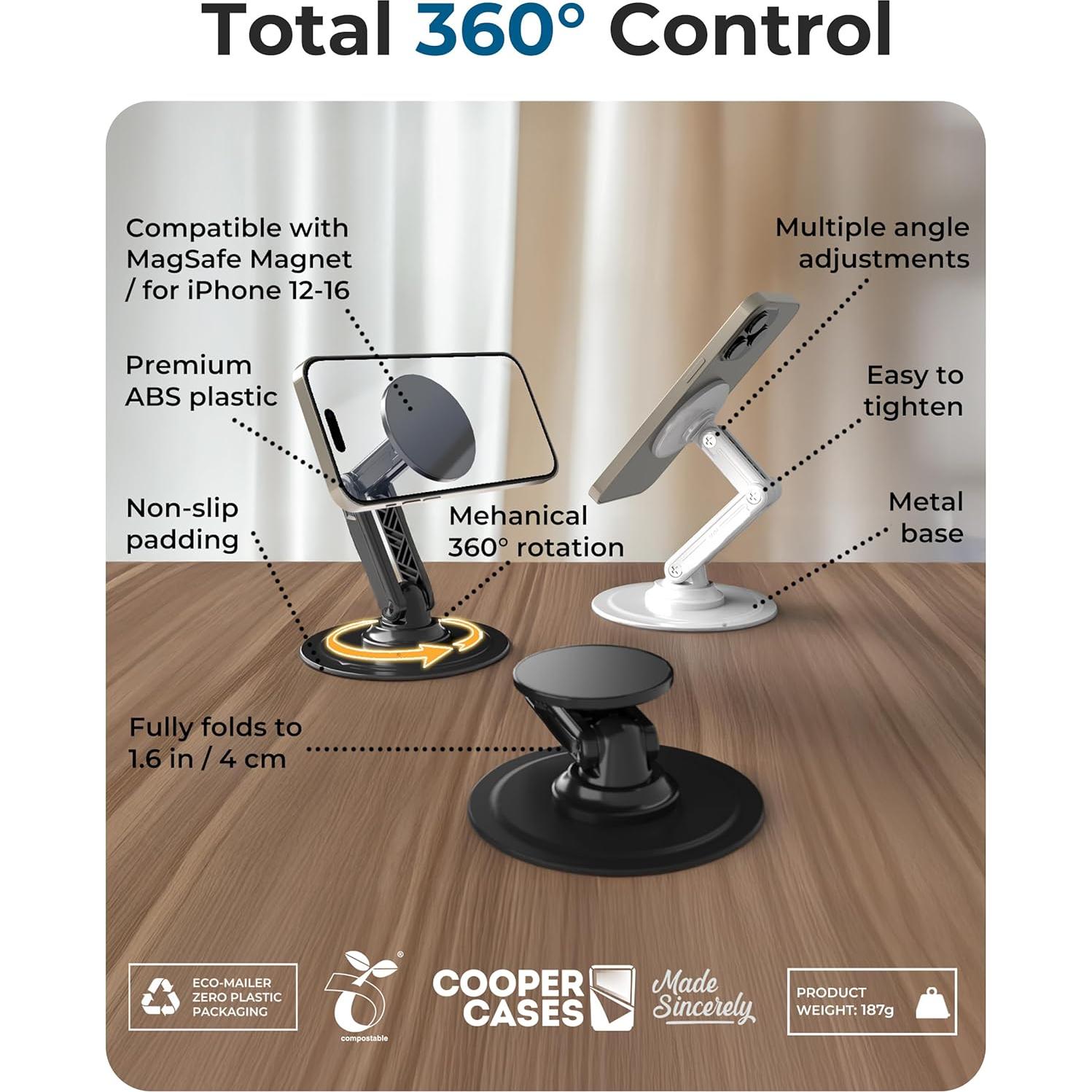Soporte Cooper Mag360 para iPhone Ajustable 360° Negro