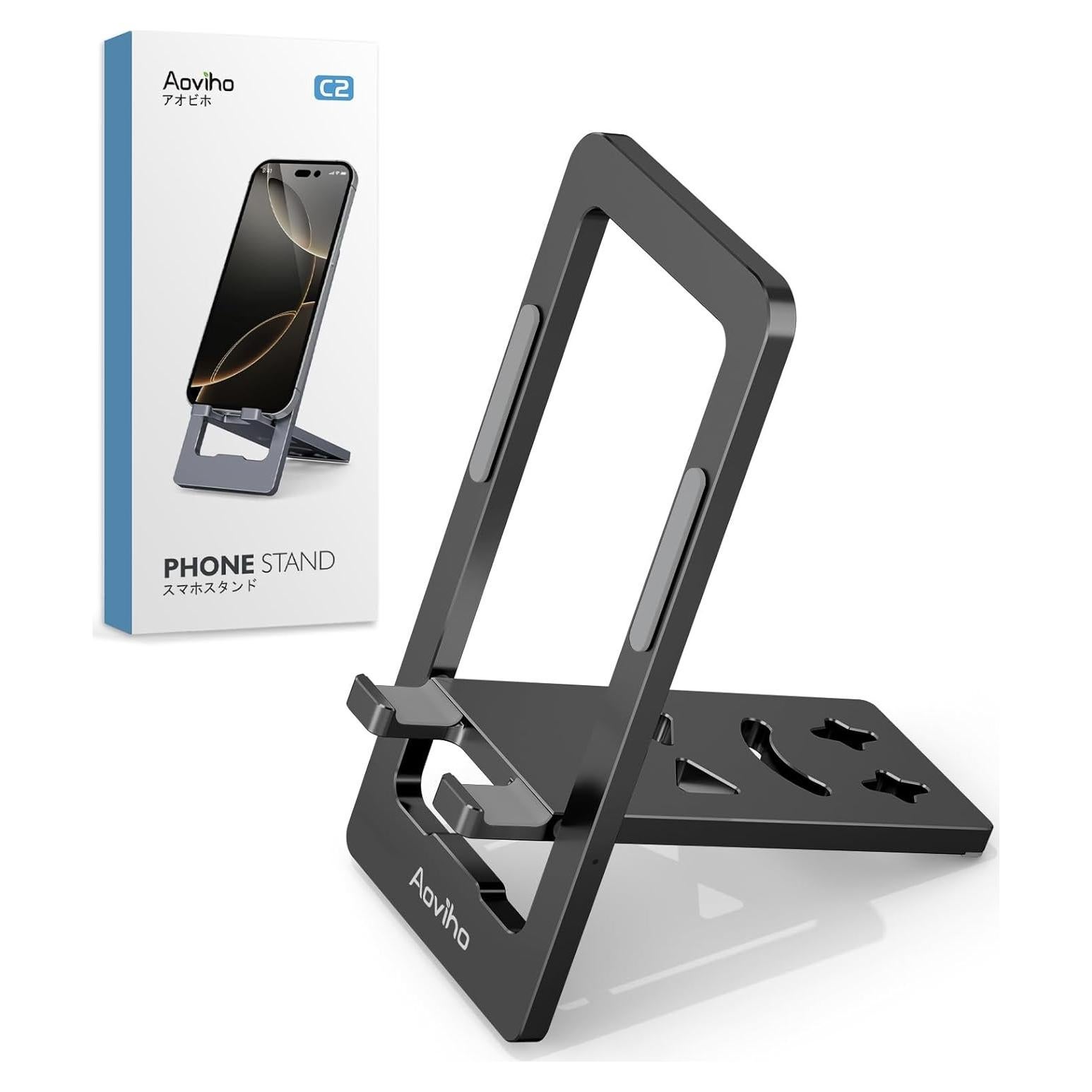 Soporte de Teléfono Plegable Aoviho Aluminio Negro 3.7-7"