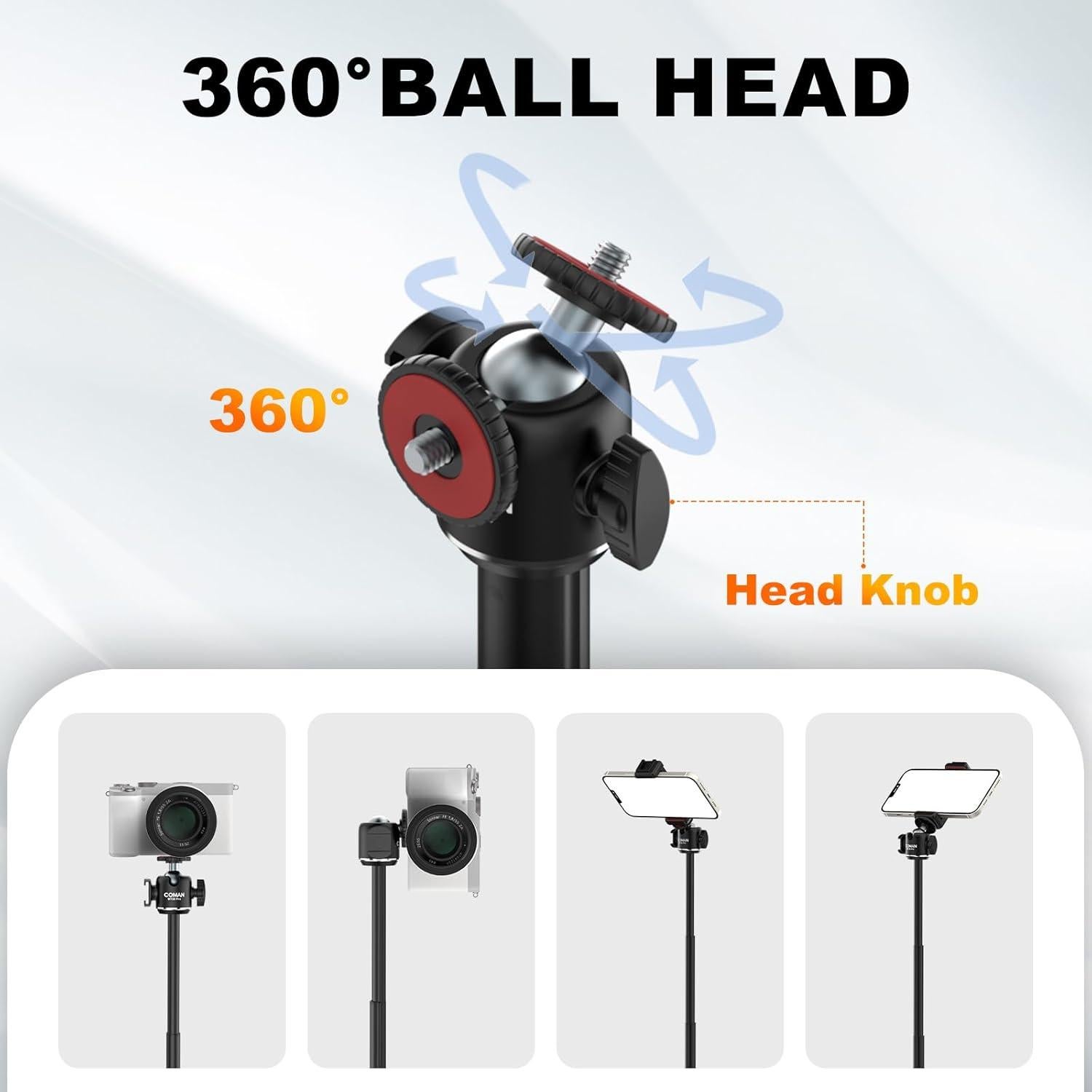 Trípode Extensible COMAN MT30-Pro para Teléfono 61cm