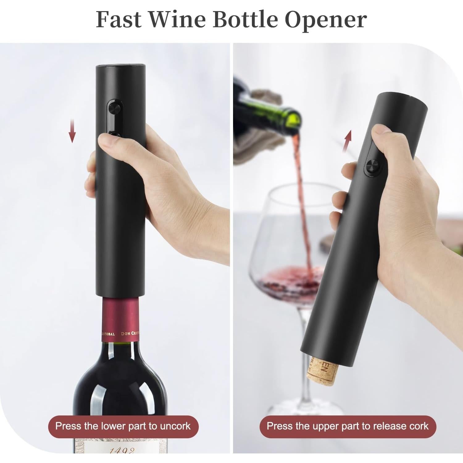 Sacacorchos Eléctrico KLT con Base y Accesorios para Vino