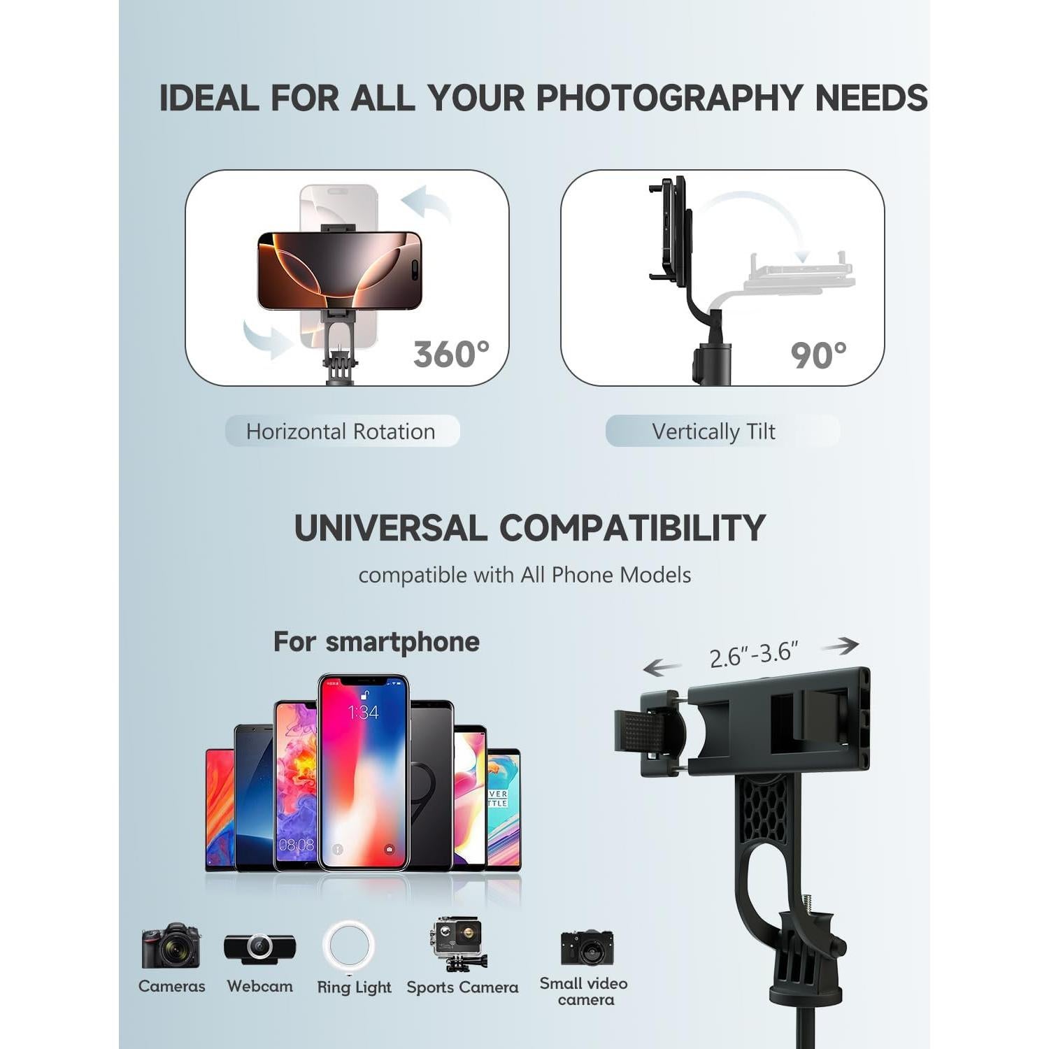 Trípode para Teléfono RISEOFLE 180cm con Control Remoto