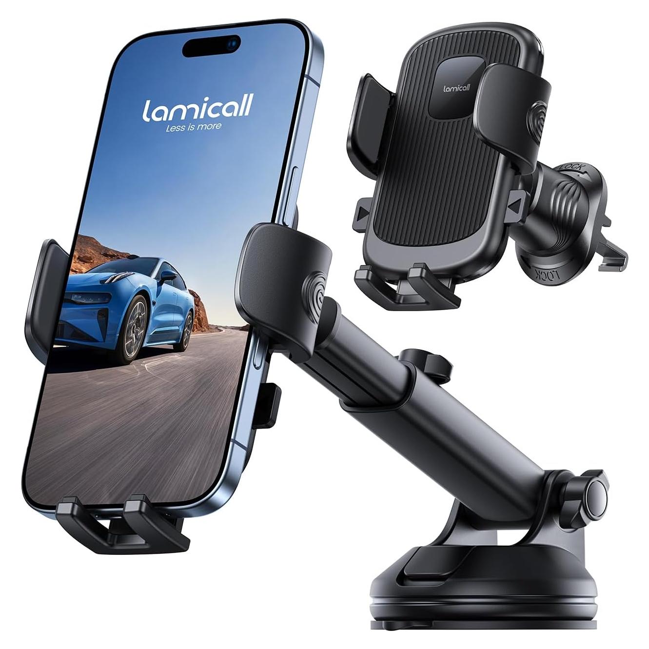 Soporte para Teléfono de Coche Lamicall 3-en-1 Negro