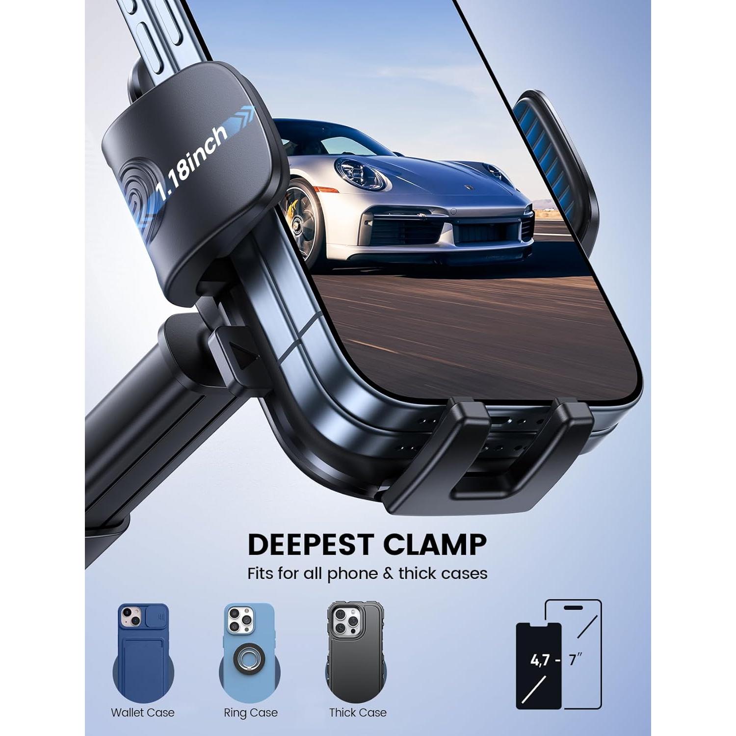 Soporte para Teléfono de Coche Lamicall 3-en-1 Negro