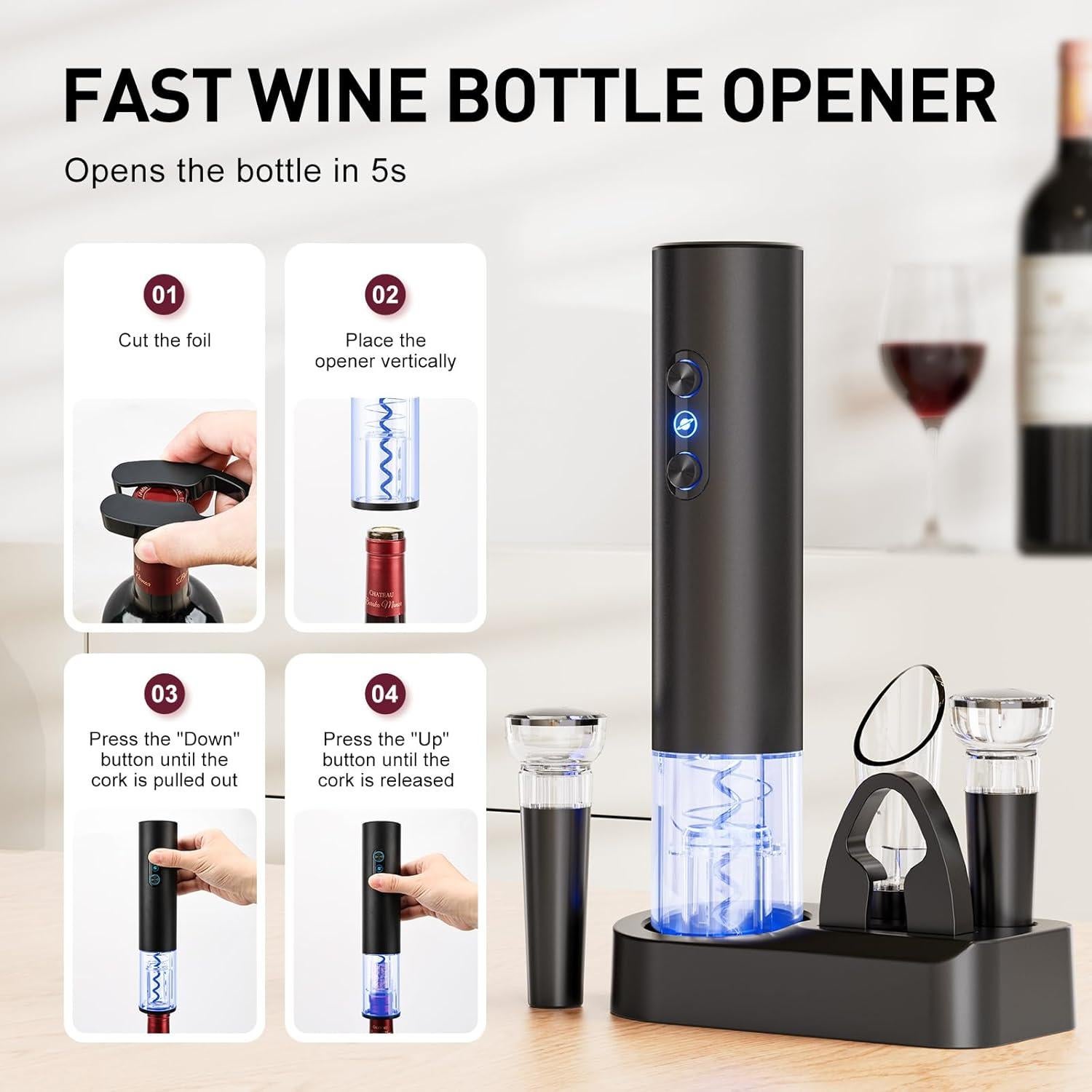 Abridor de Vino Eléctrico Otuseta Automático Acero Inoxidable