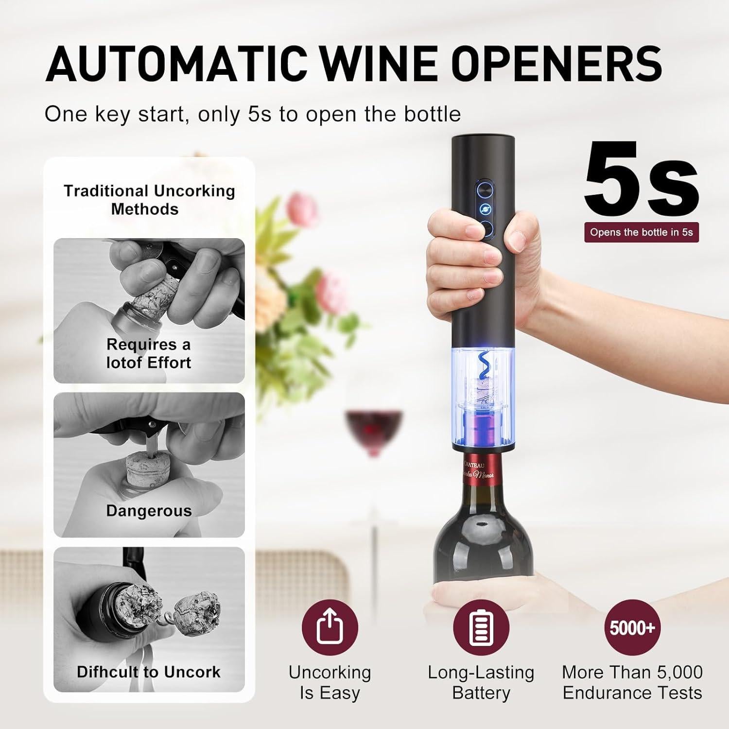 Abridor de Vino Eléctrico Otuseta Automático Acero Inoxidable