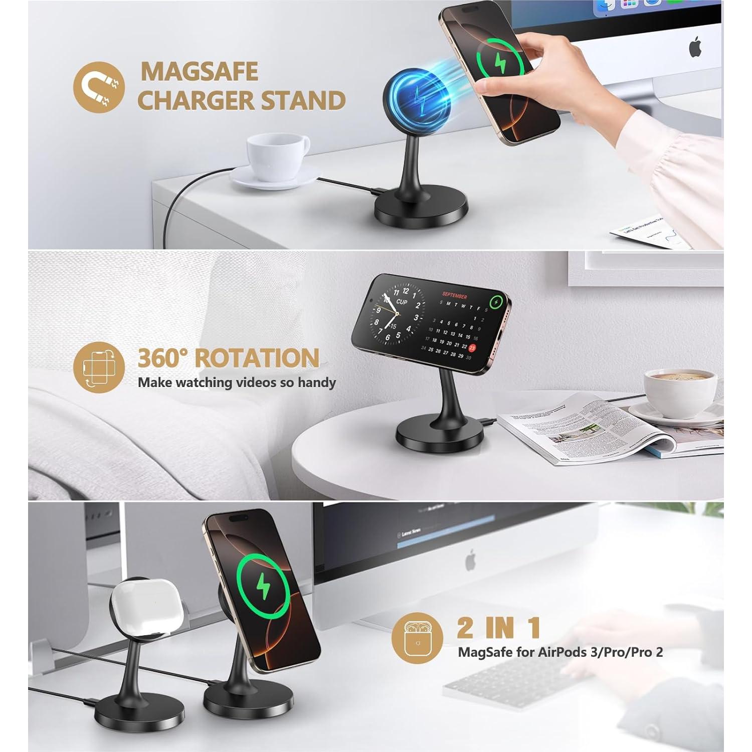 Soporte de Carga Inalámbrica Magnético MagSafe 15W para iPhone