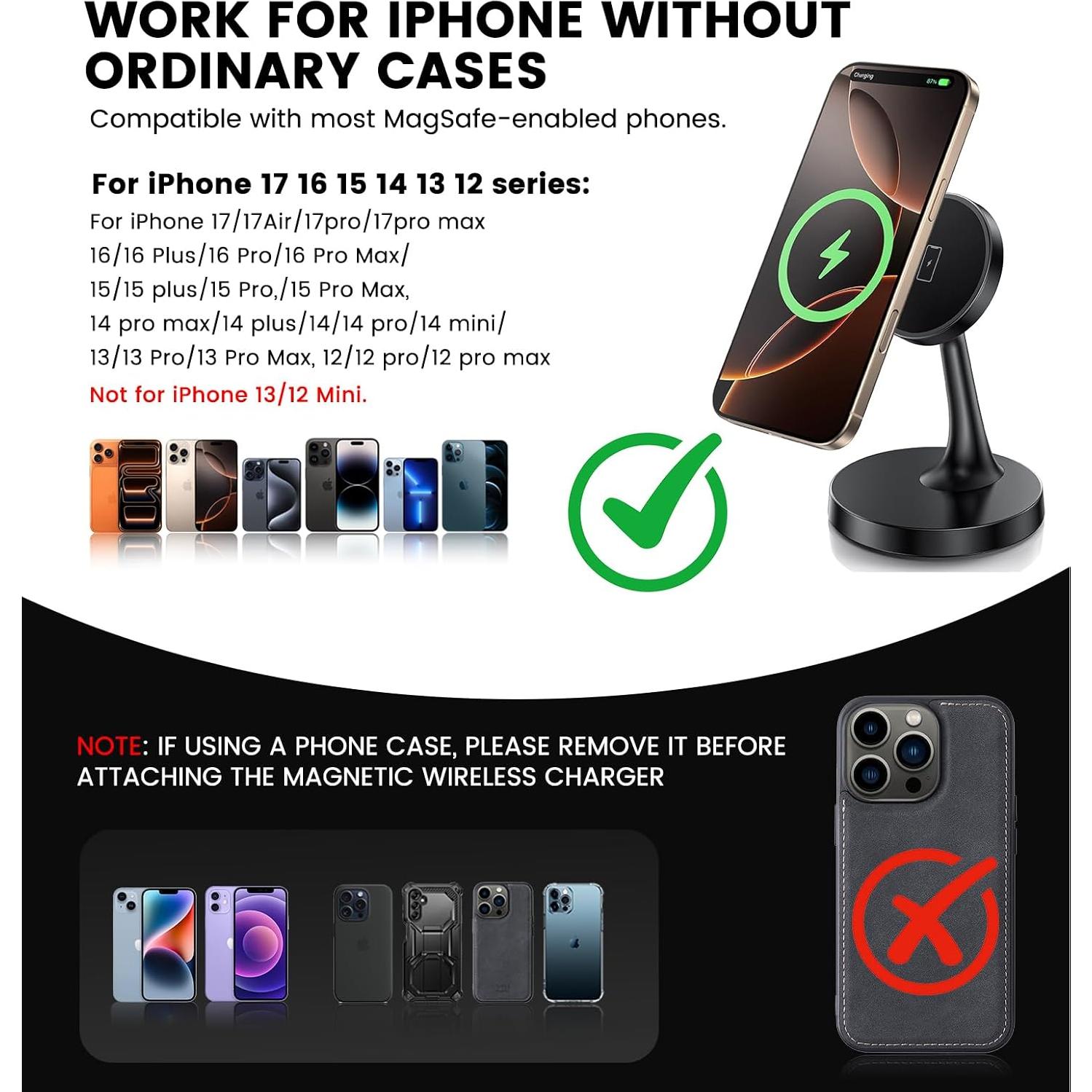 Soporte de Carga Inalámbrica Magnético MagSafe 15W para iPhone