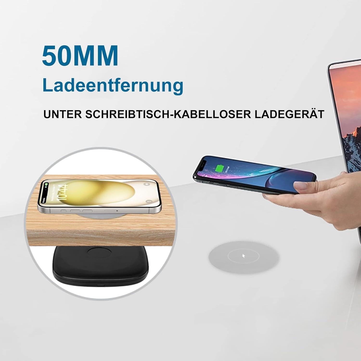 Cargador Inalámbrico Bajo Escritorio NiiTTER XE50-C 50mm