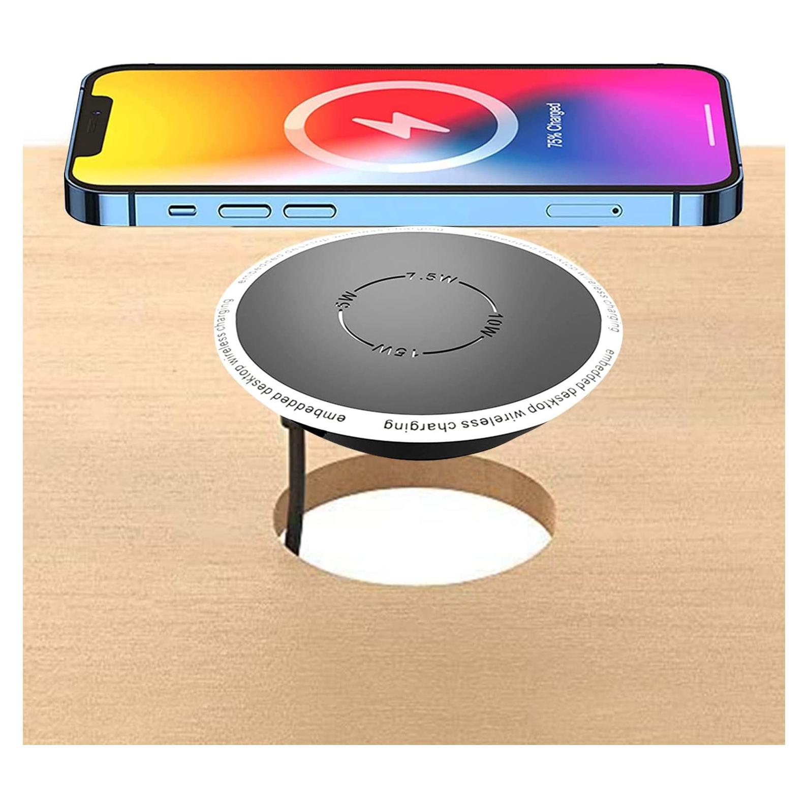 Cargador Inalámbrico Empotrado YMY W2 QI 15W para iPhone y Samsung