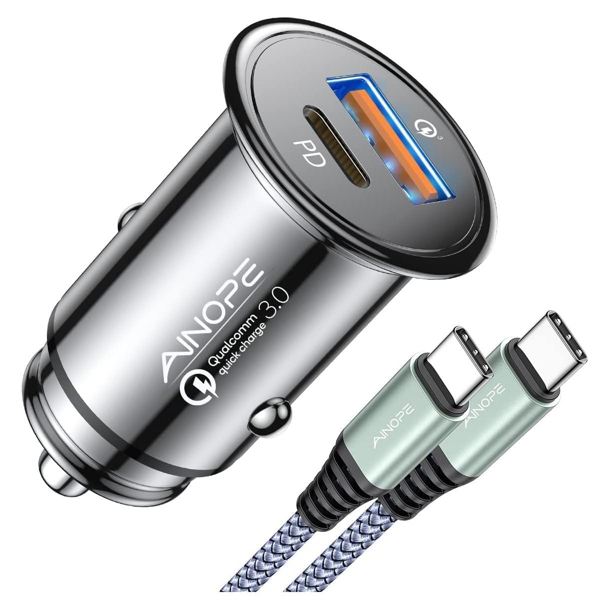 Cargador de coche AINOPE 67.5W USB C carga rápida para iPhone 17 Pro