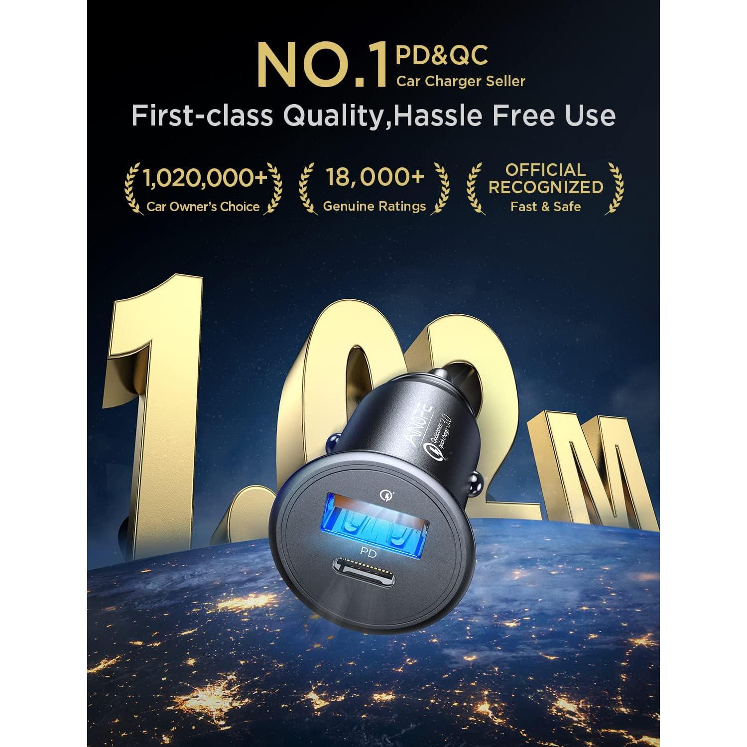 Cargador de coche AINOPE 67.5W USB C carga rápida para iPhone 17 Pro