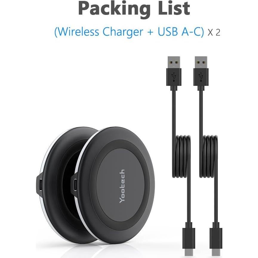 Cargador Inalámbrico Yootech 10W 2 Pack para iPhone y Samsung