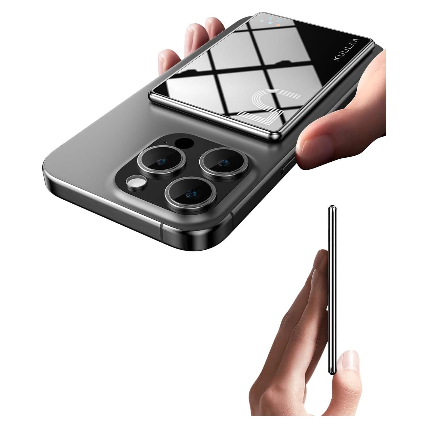 Banco de Poder Inalámbrico Kuulaa 5000mAh Delgado Negro