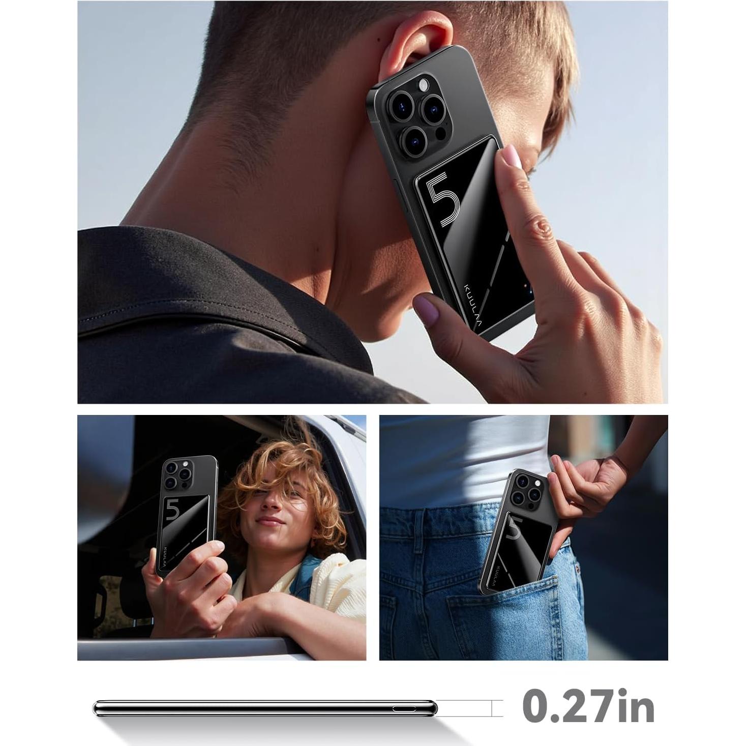 Banco de Poder Inalámbrico Kuulaa 5000mAh Delgado Negro