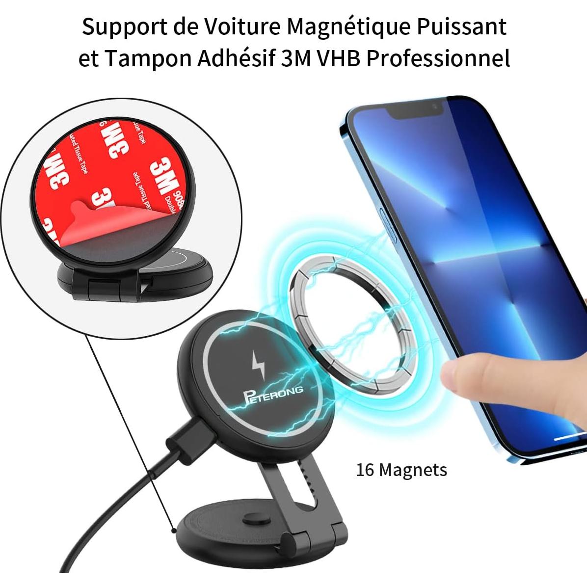 Soporte Carga Inalámbrica Magnético PETERONG para Tesla 15W