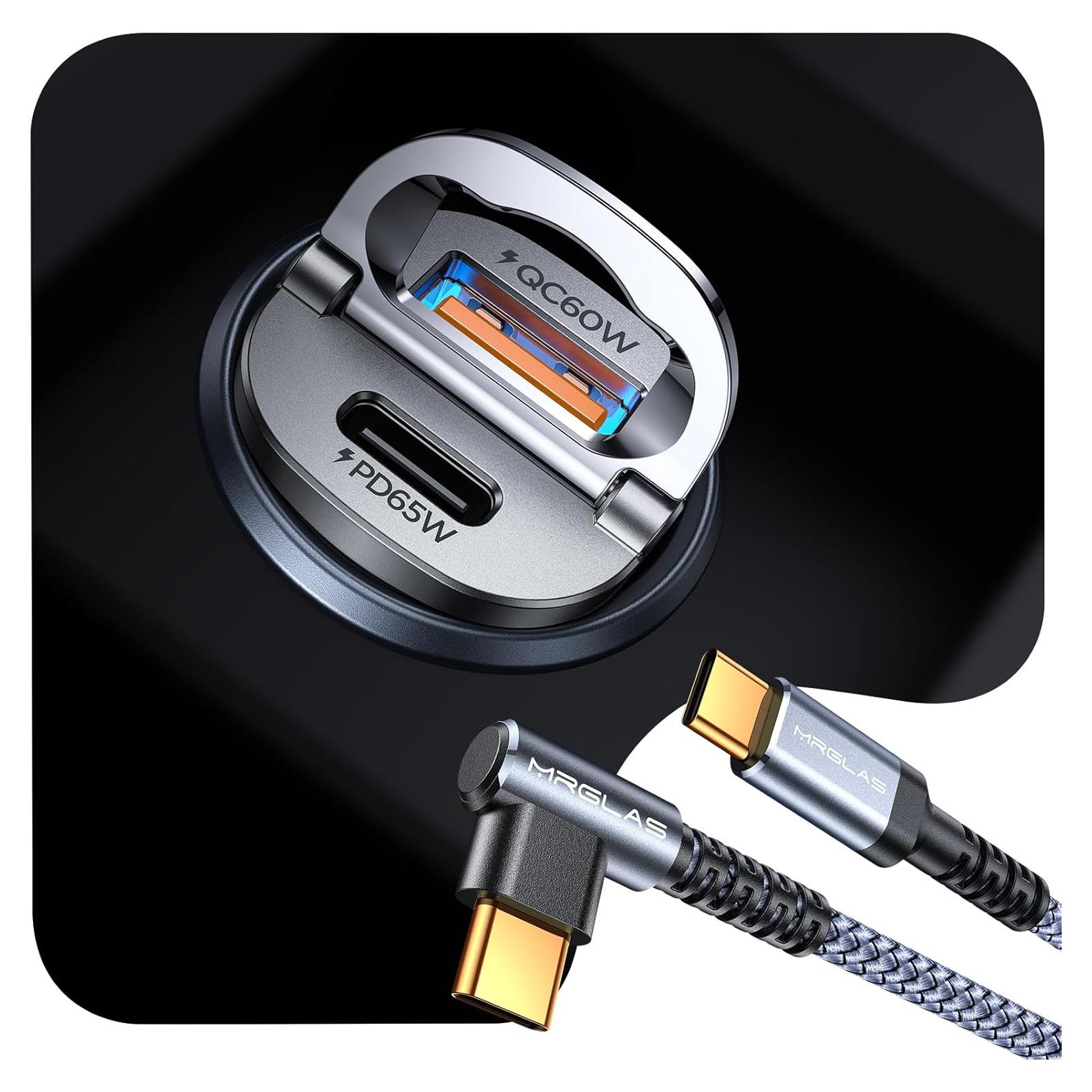 Cargador de Coche MRGLAS 125W USB-C Rápido con Cable 3.3ft