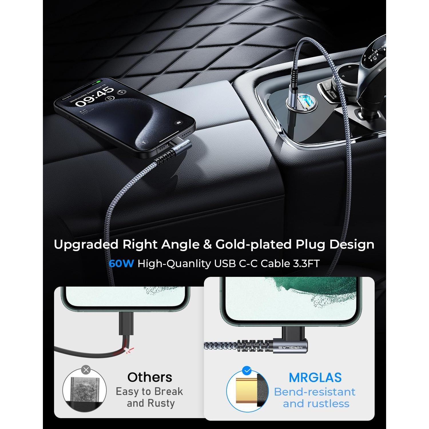 Cargador de Coche MRGLAS 125W USB-C Rápido con Cable 3.3ft