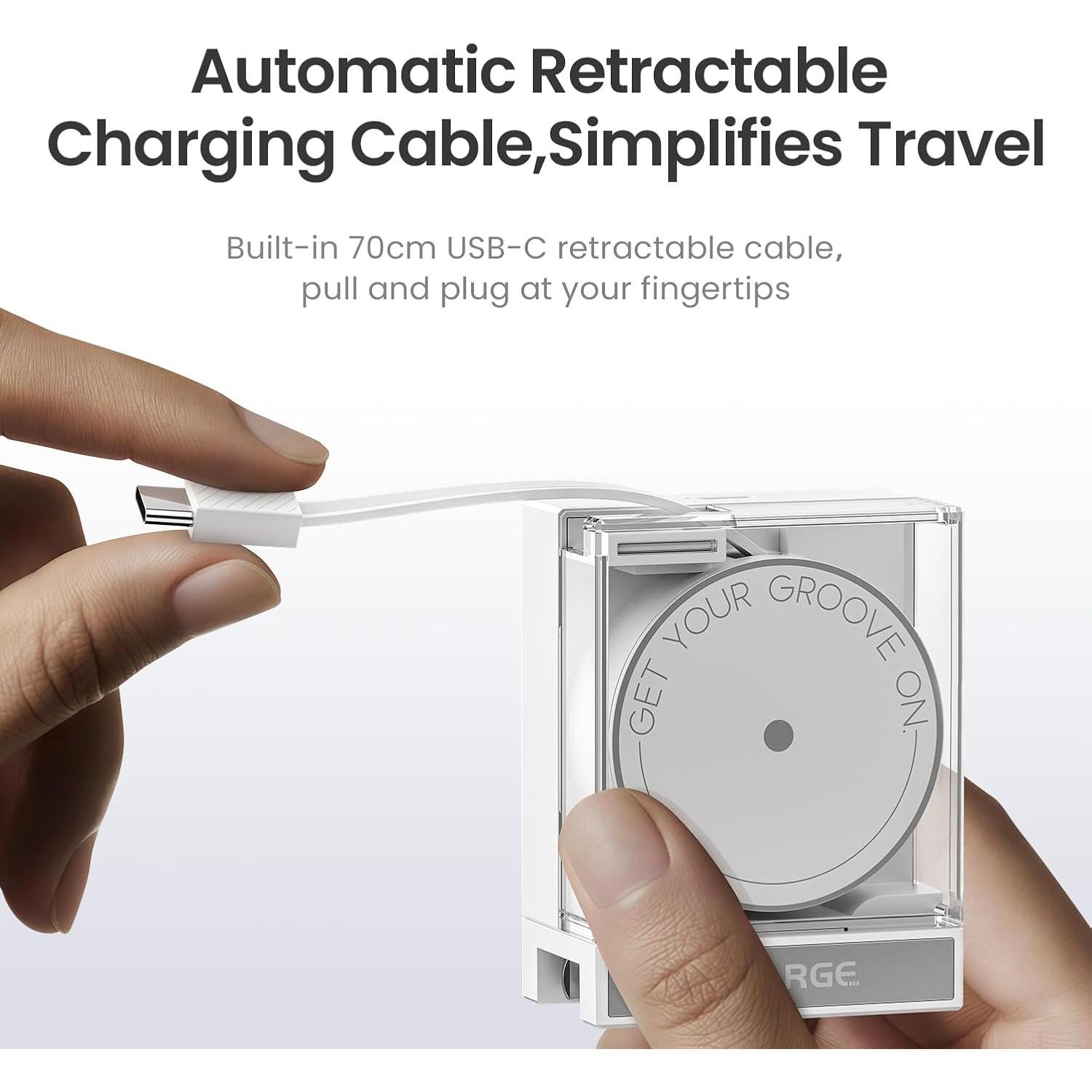 Cargador USB C Retráctil 65W Sharge con Cable para MacBook