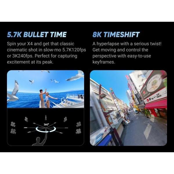 Cámara de Acción 360 Insta360 X4 8K + 2 Baterías 256GB