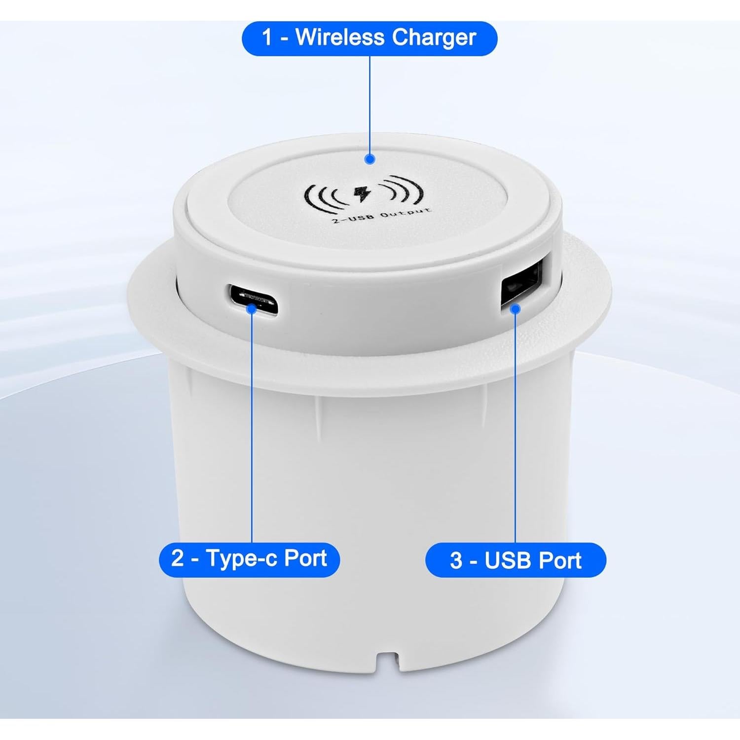 Cargador Inalámbrico 3-en-1 XMSJSIY 10W USB A/C Integrado