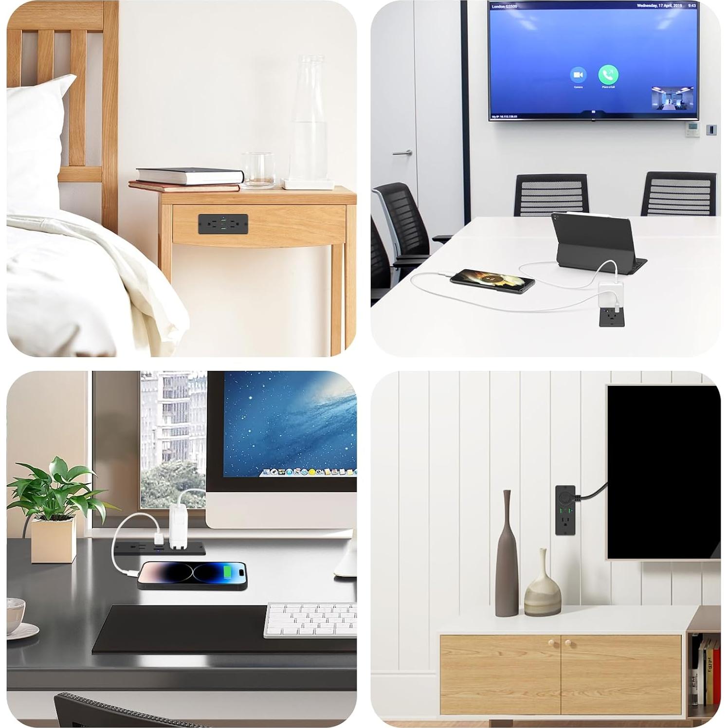 Toma de Corriente Empotrada HHSOET 45W con USB y USB-C