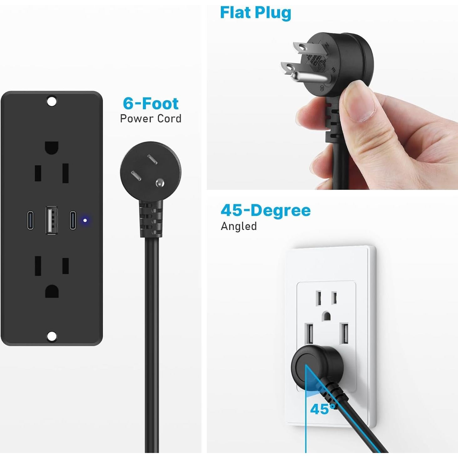 Toma de Corriente Empotrada CCCEI con USB-C 20W 6FT