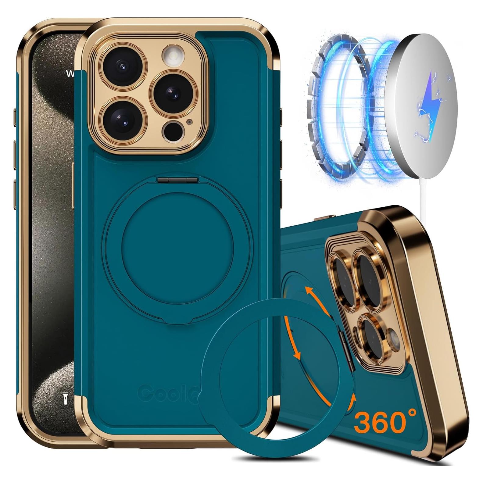 Funda COOLQO para iPhone 14 Pro Max 6.7'' Verde Dorado