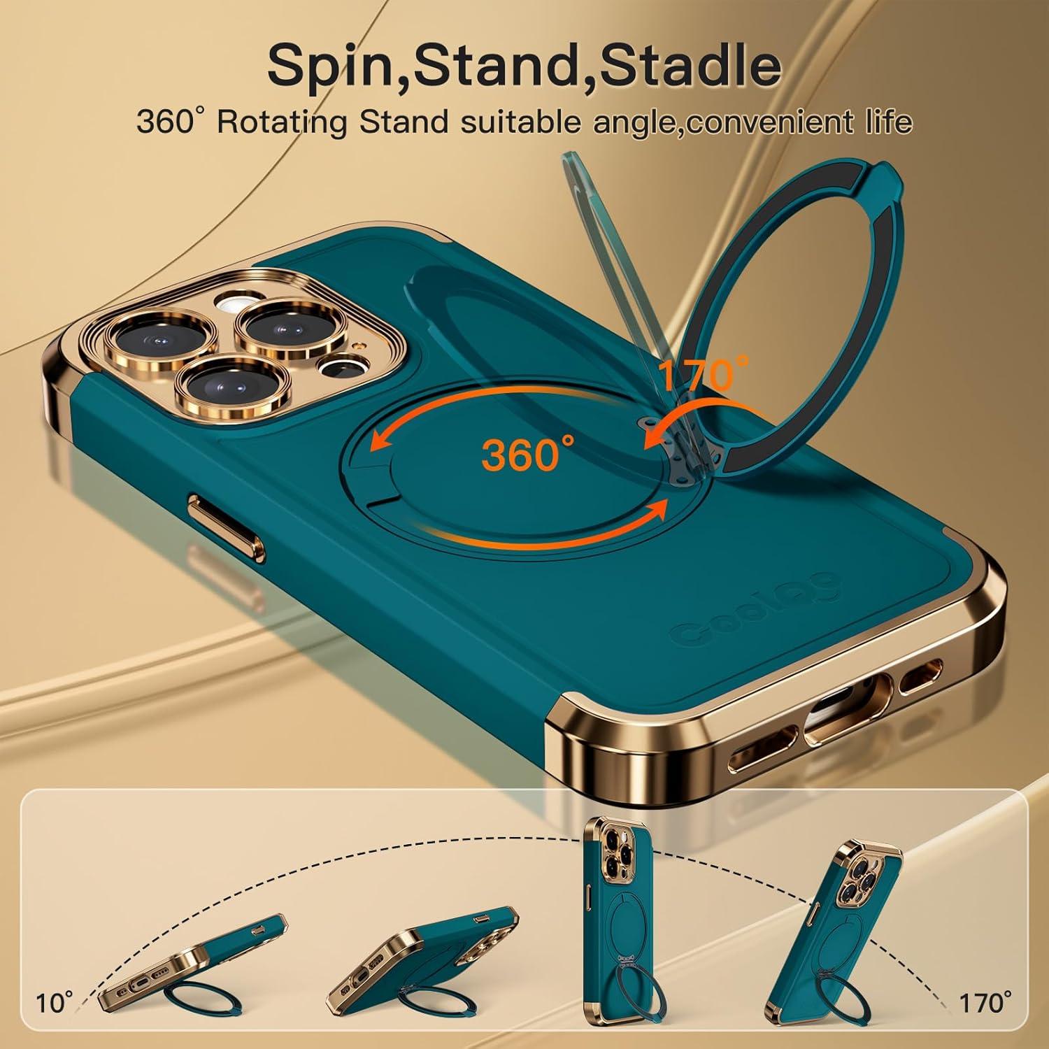 Funda COOLQO para iPhone 14 Pro Max 6.7'' Verde Dorado