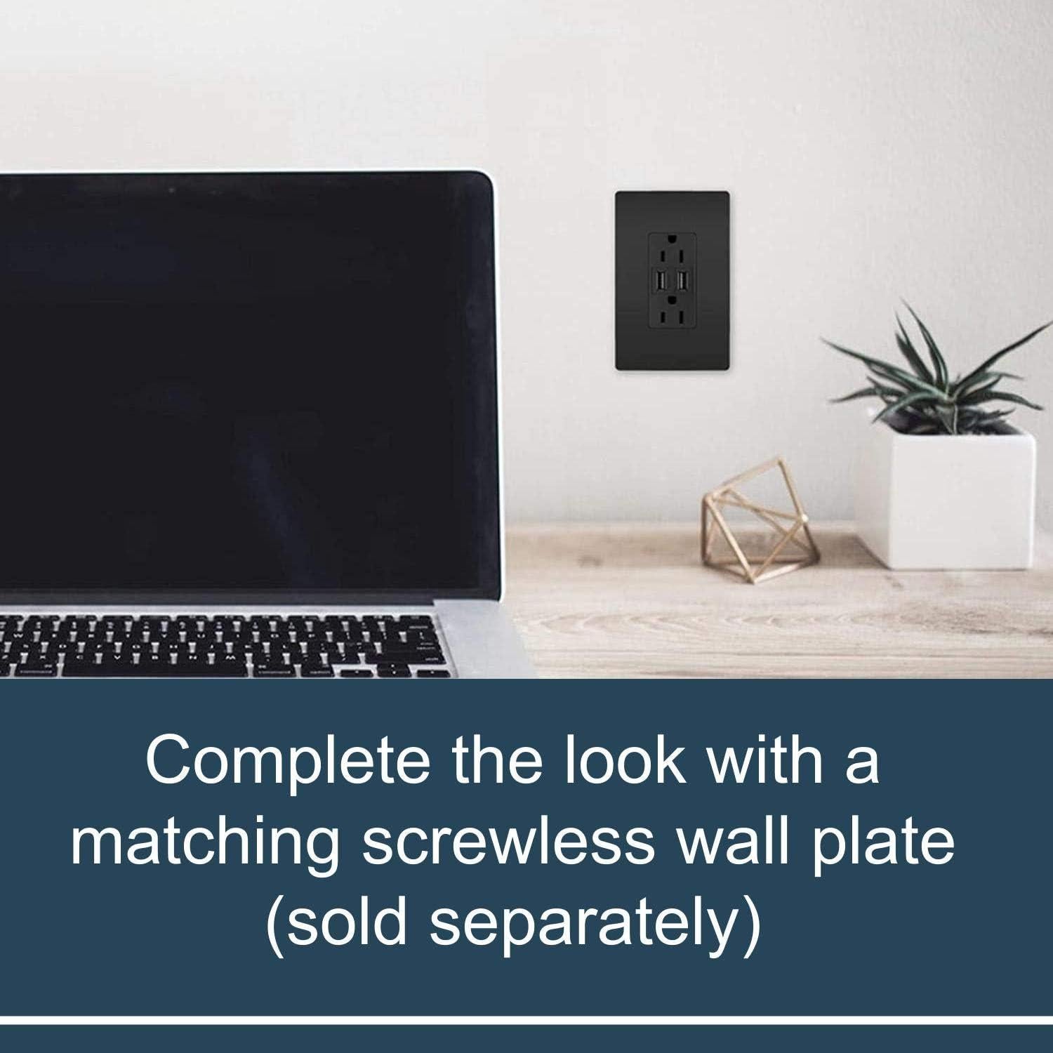 Tomacorriente Dúplex Legrand Radiant 15A con Cargador USB 3.1A Negro