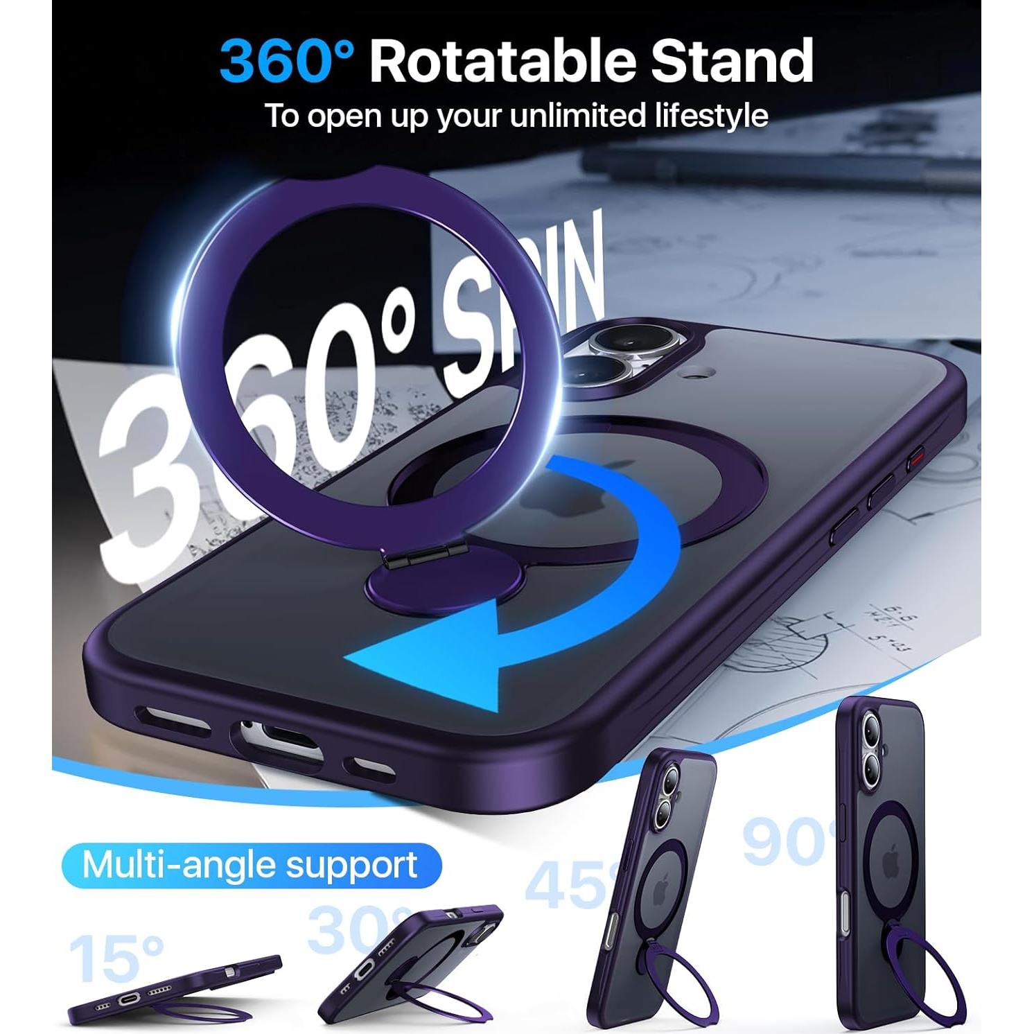 Funda Magnética Aoyushan para iPhone 16 con Soporte 360°