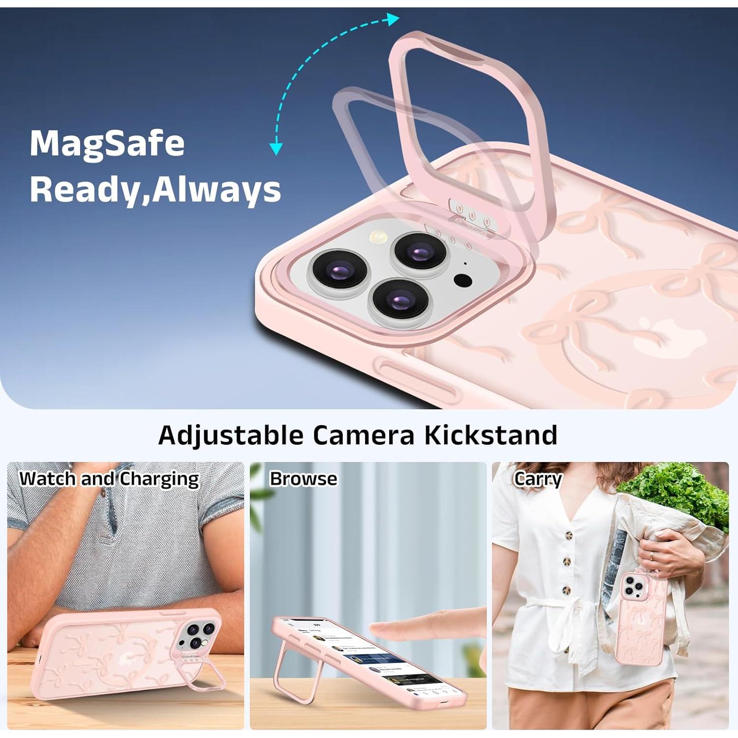 Funda Magnética TQLGY Rosa para iPhone 15 Pro Max, Delgado