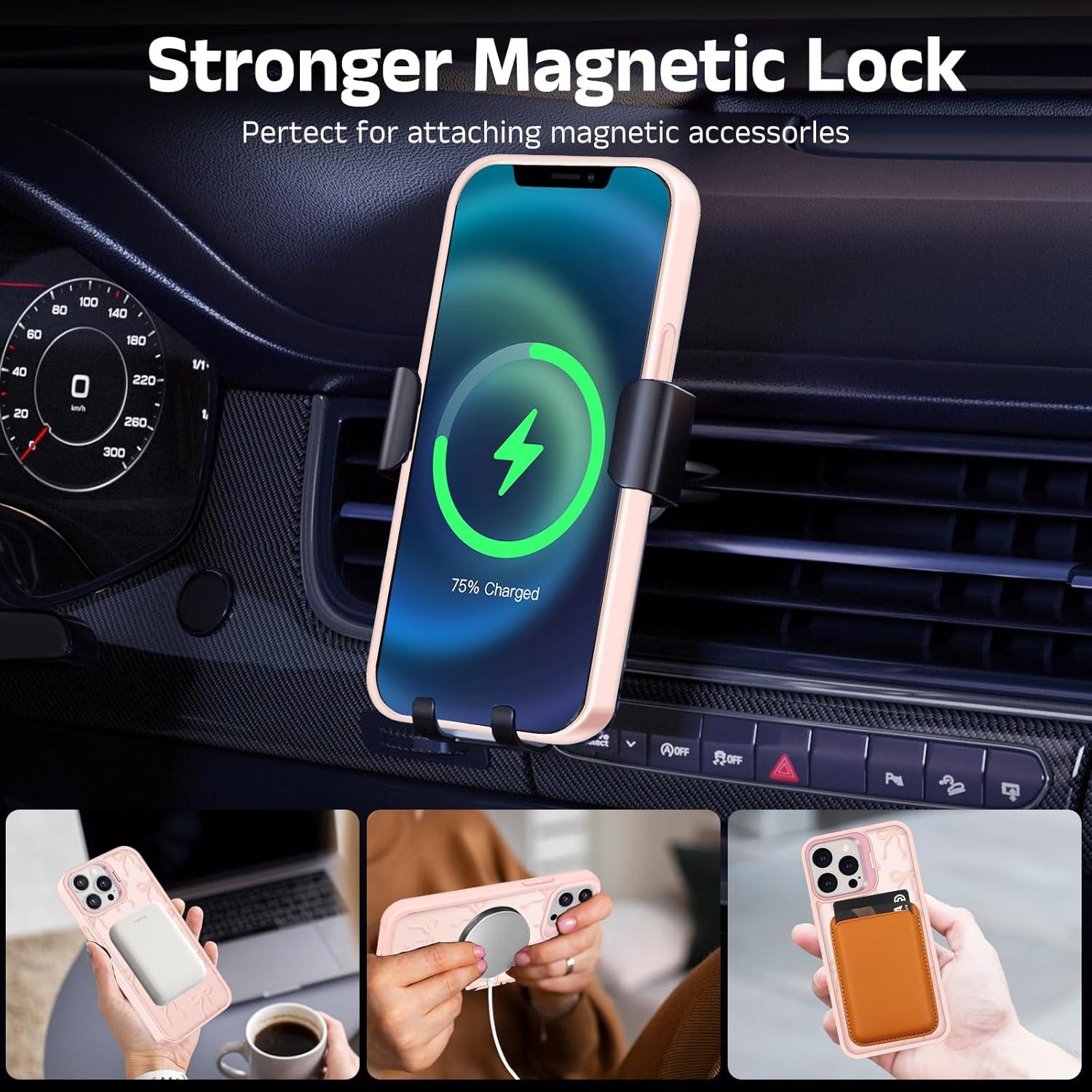 Funda Magnética TQLGY Rosa para iPhone 15 Pro Max, Delgado