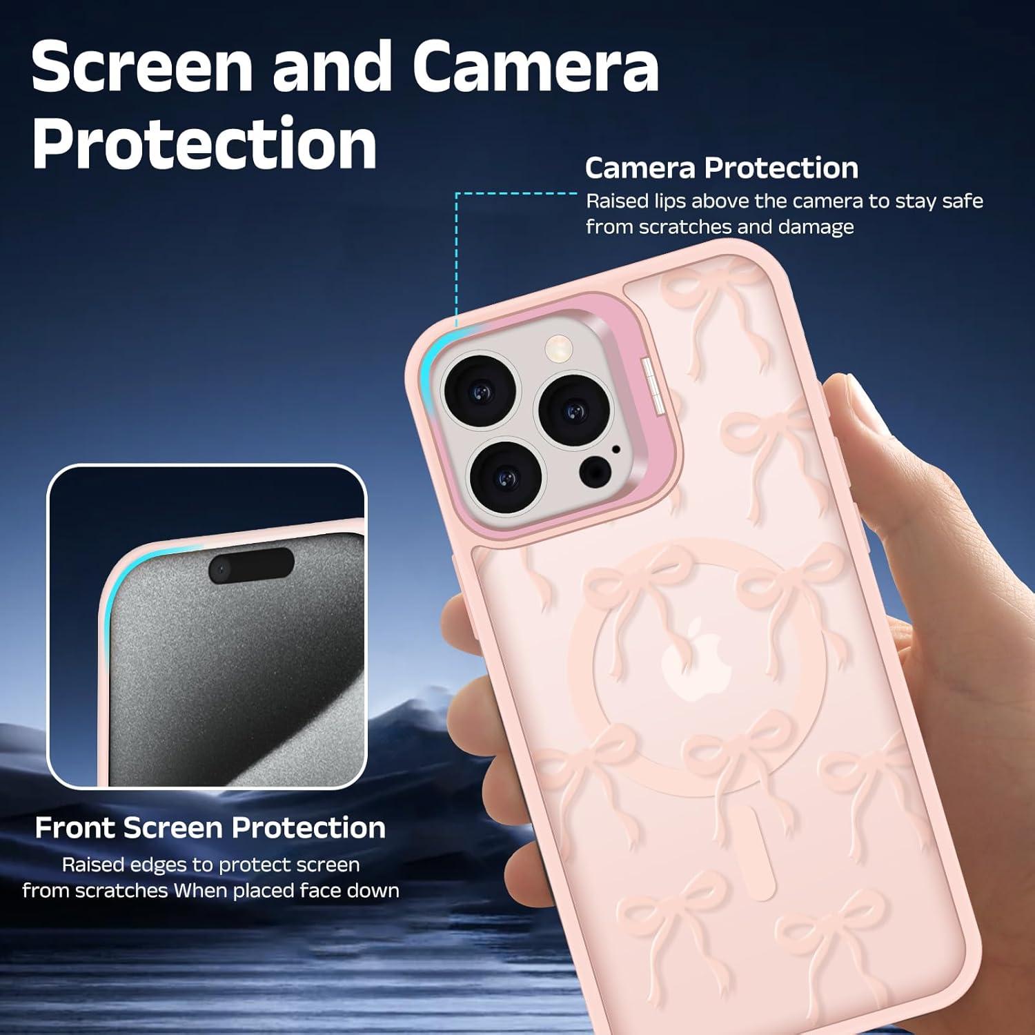 Funda Magnética TQLGY Rosa para iPhone 15 Pro Max, Delgado