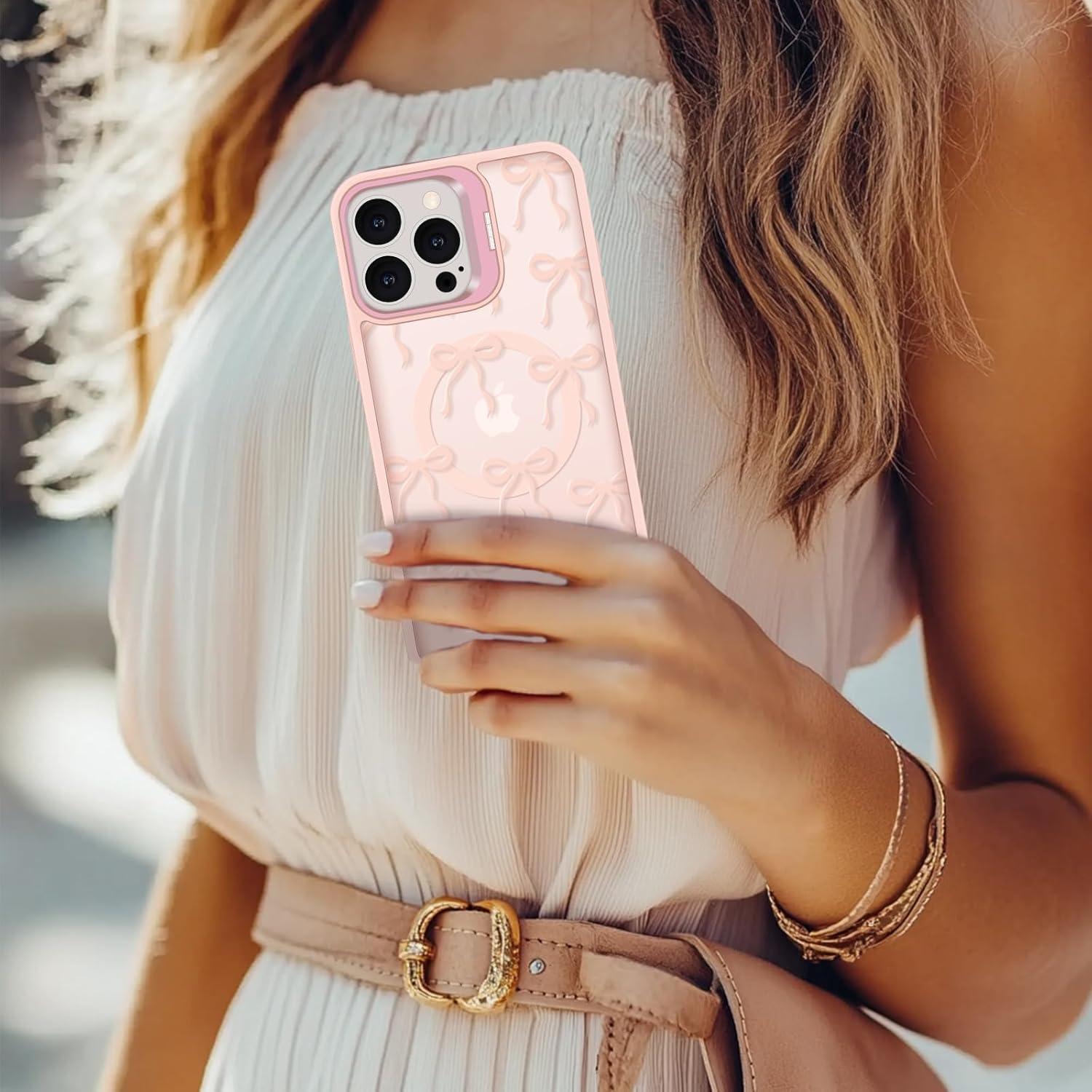 Funda Magnética TQLGY Rosa para iPhone 15 Pro Max, Delgado