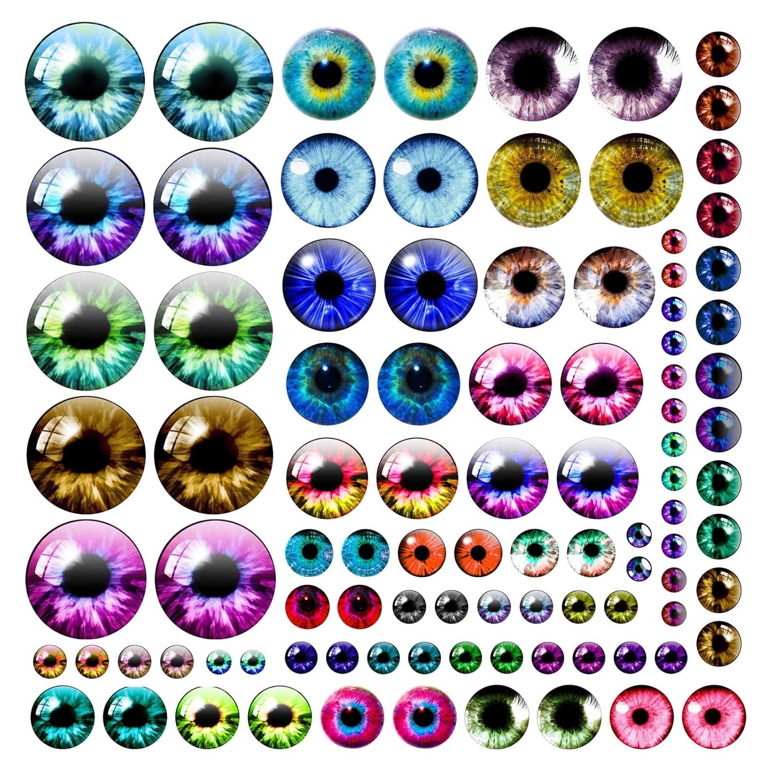 100 Piezas Ojos de Vidrio Cabochón 6 a 30 mm para Manualidades