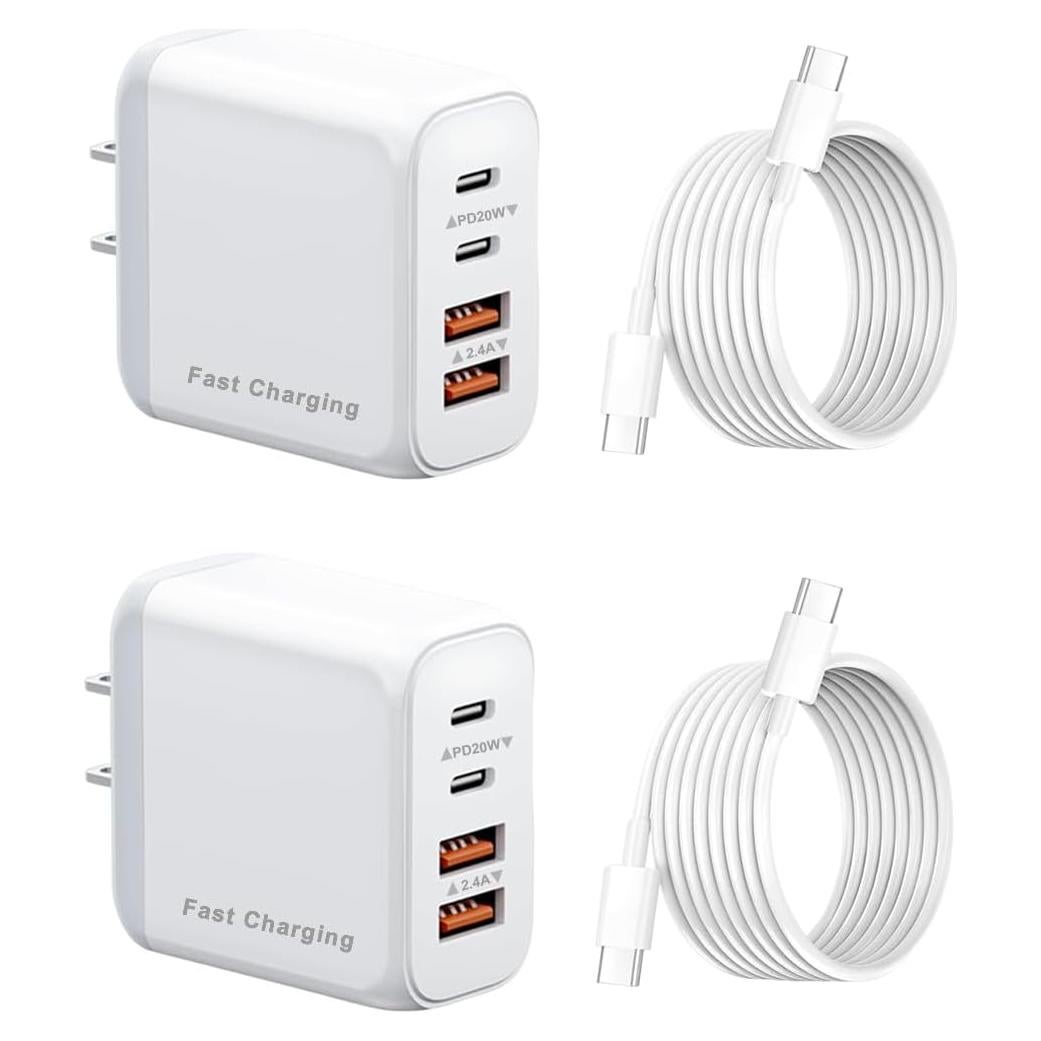 Cargador Rápido de Pared USB C 40W 4 Puertos Blanco