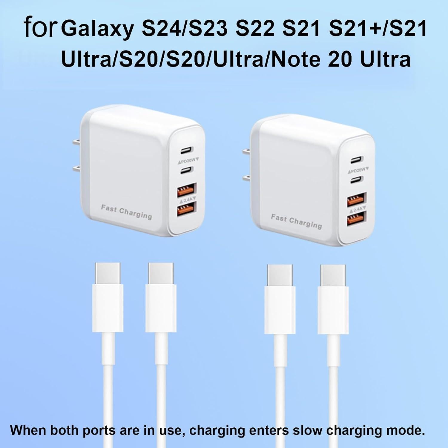 Cargador Rápido de Pared USB C 40W 4 Puertos Blanco