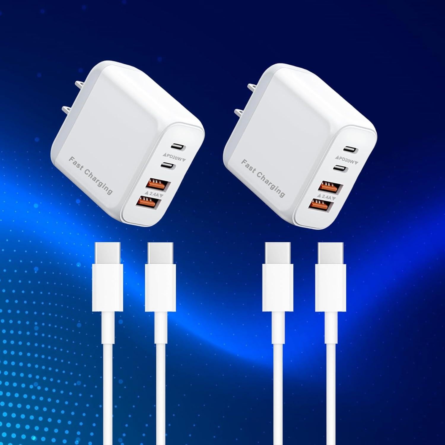 Cargador Rápido de Pared USB C 40W 4 Puertos Blanco