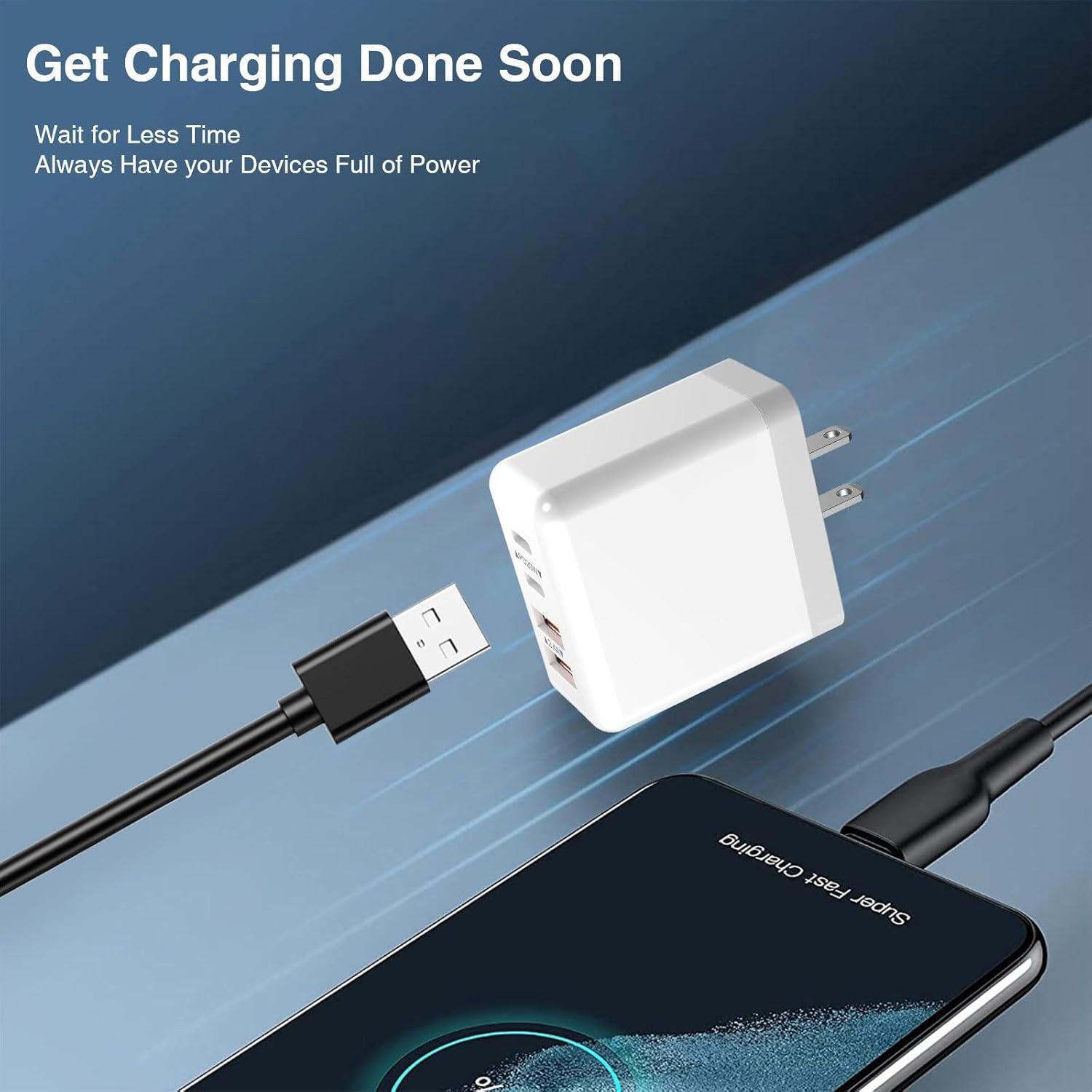 Cargador Rápido de Pared USB C 40W 4 Puertos Blanco