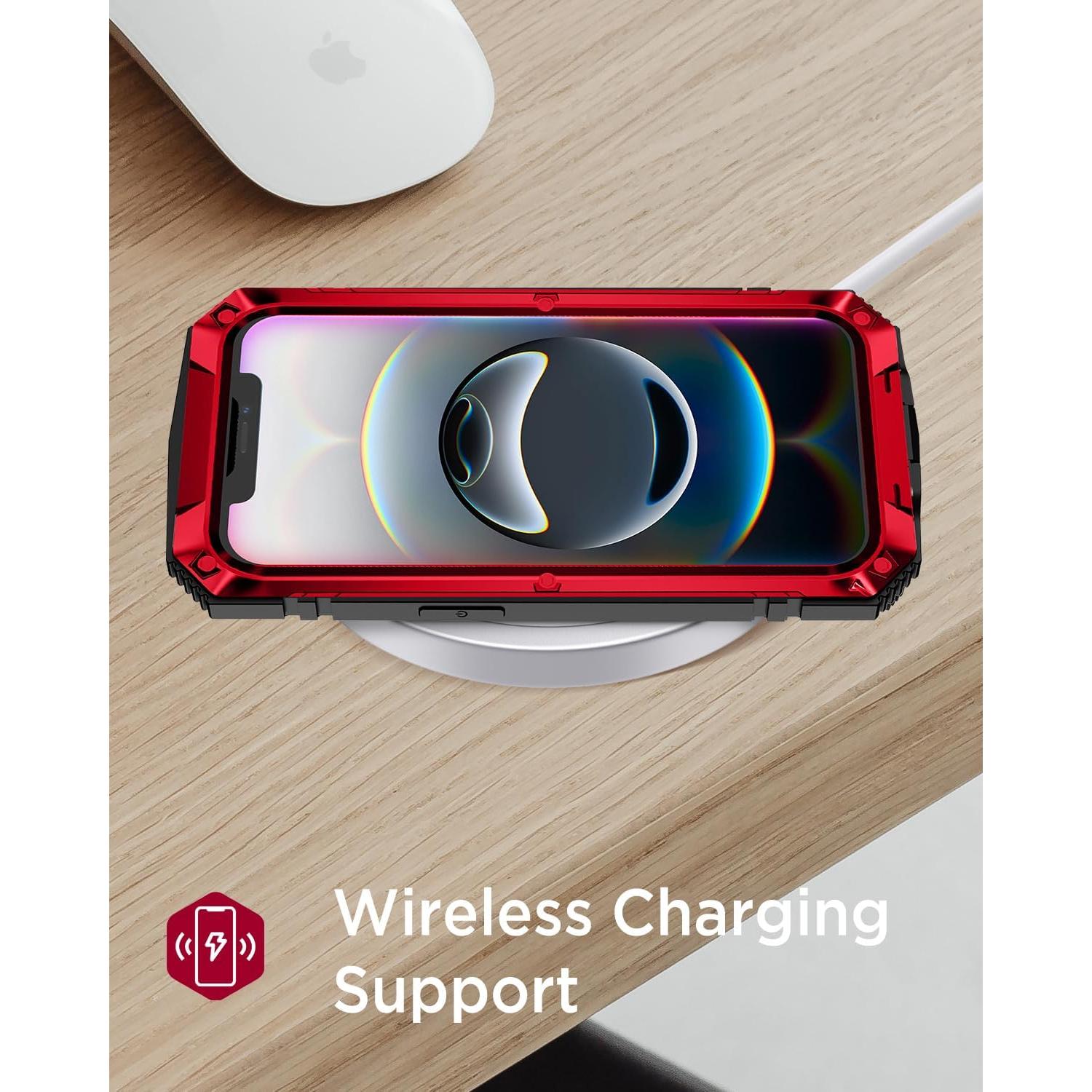 Funda Miimall para iPhone 16E con Soporte y Protector Rojo