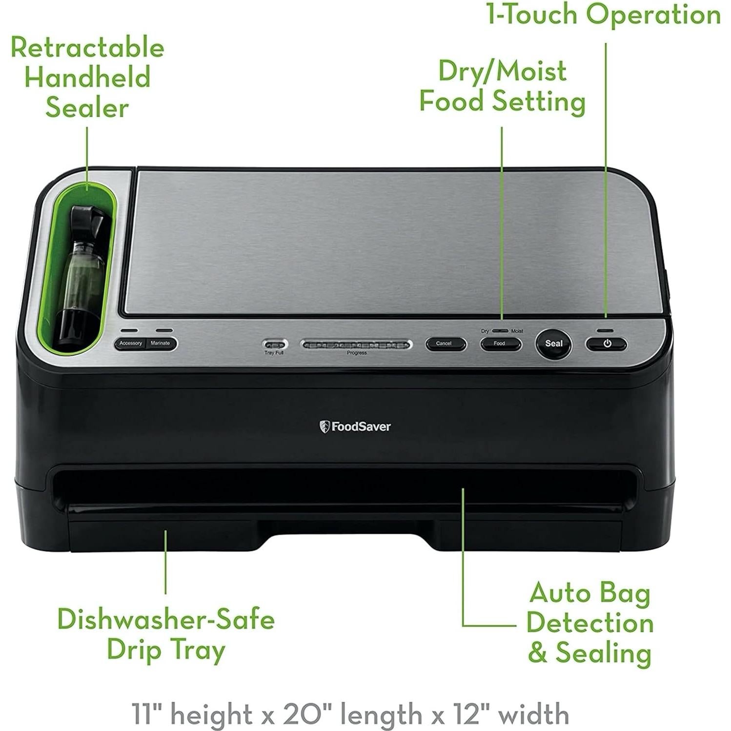 FoodSaver V4400 2-in-1 Vacuum Sealer Machine with Automatic Vacuum Sealer Bag Detection and Starter Kit