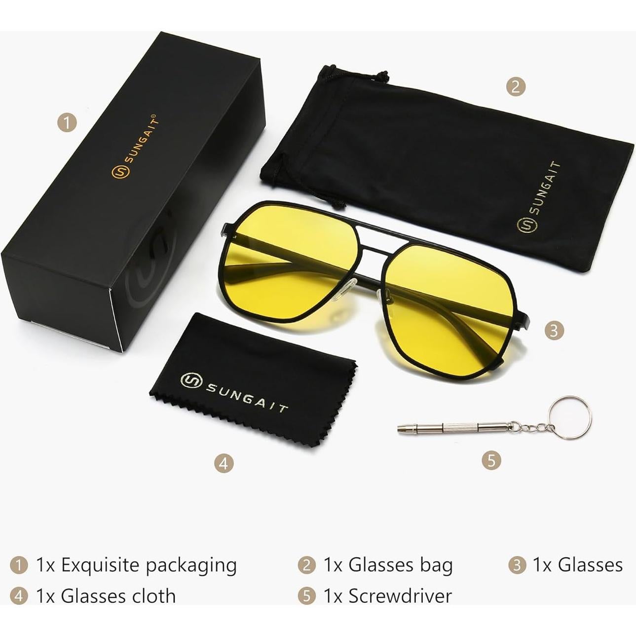 Gafas de sol SUNGAIT para conducir de noche, polarizadas