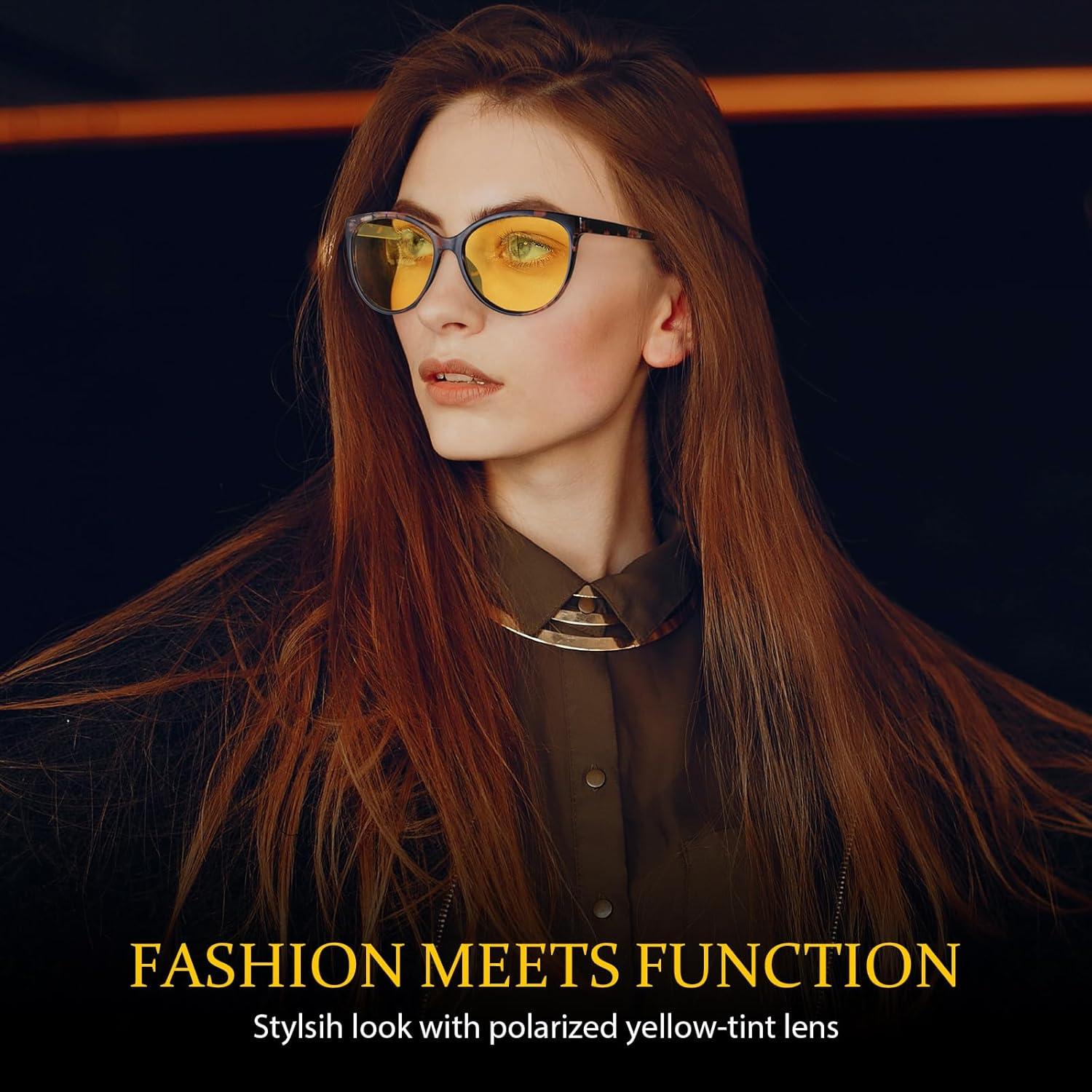 Gafas de visión nocturna FIMILU Cat-eye amarillas polarizadas