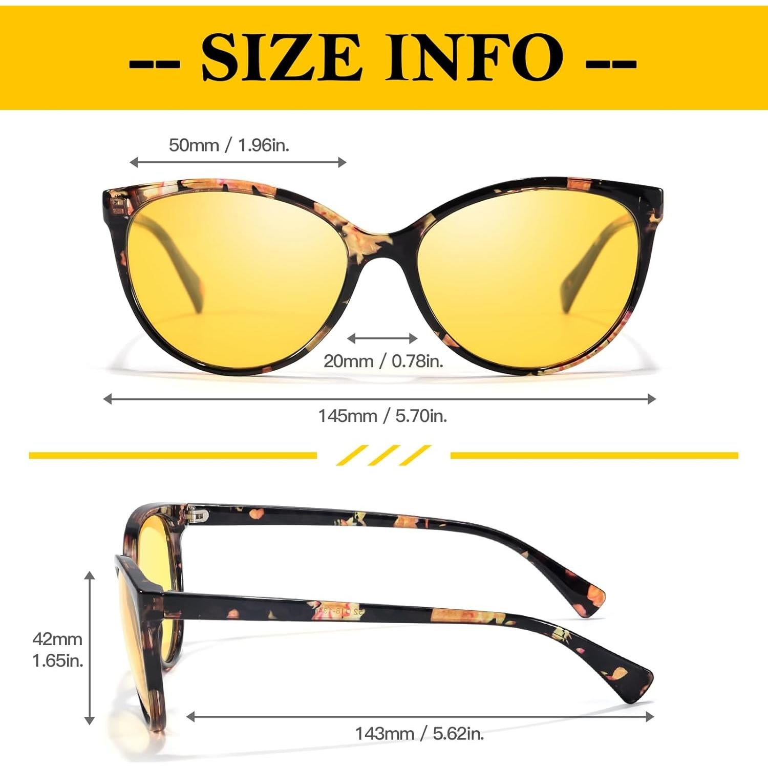 Gafas de visión nocturna FIMILU Cat-eye amarillas polarizadas