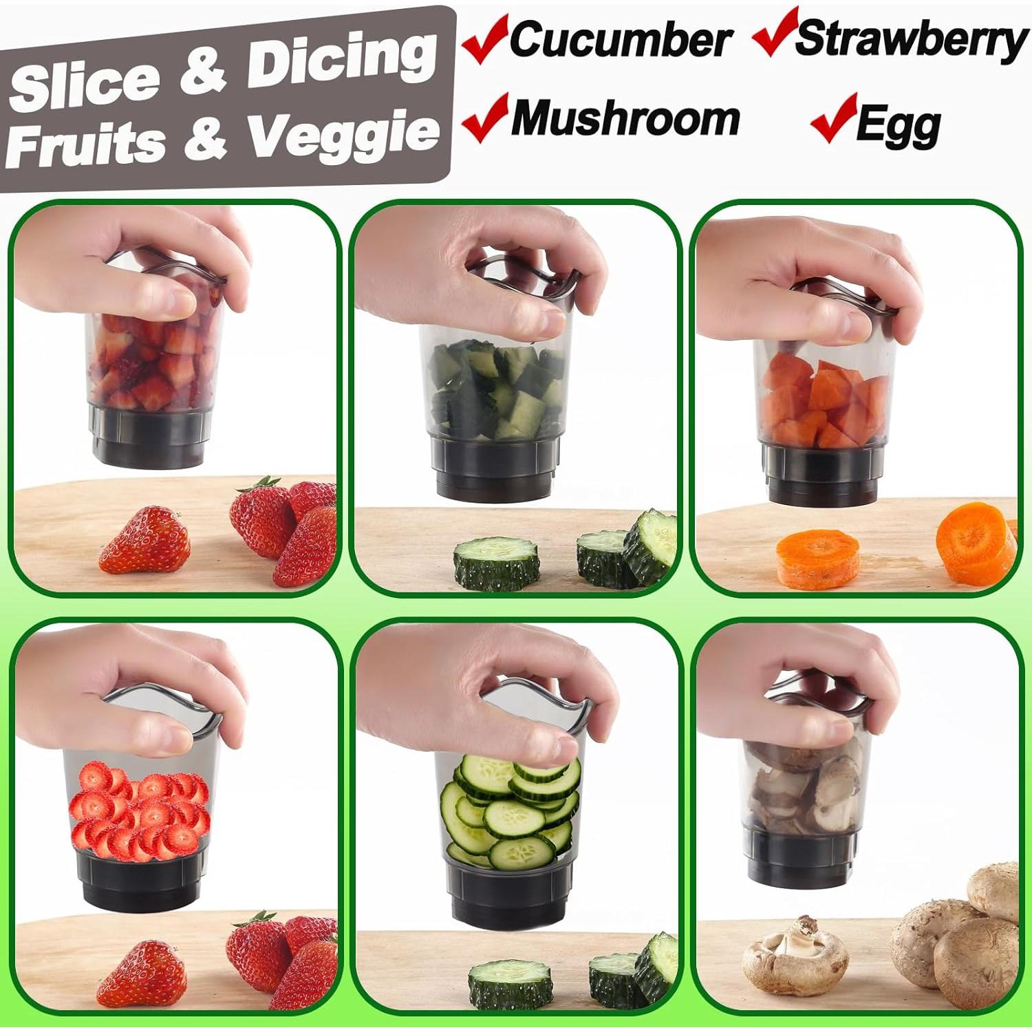 Cortador de Fresas NOVANO con 8 Cuchillas de Acero Inoxidable