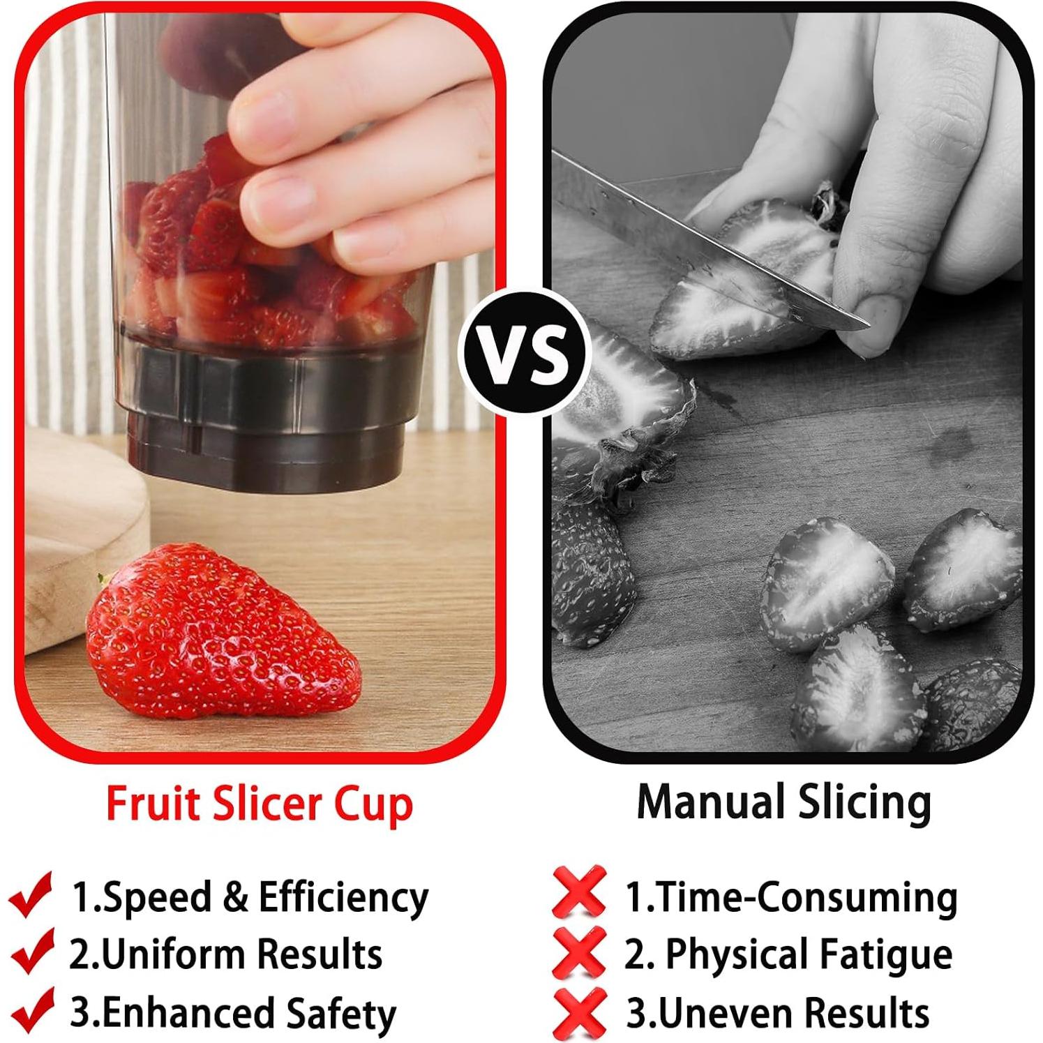 Cortador de Fresas NOVANO con 8 Cuchillas de Acero Inoxidable