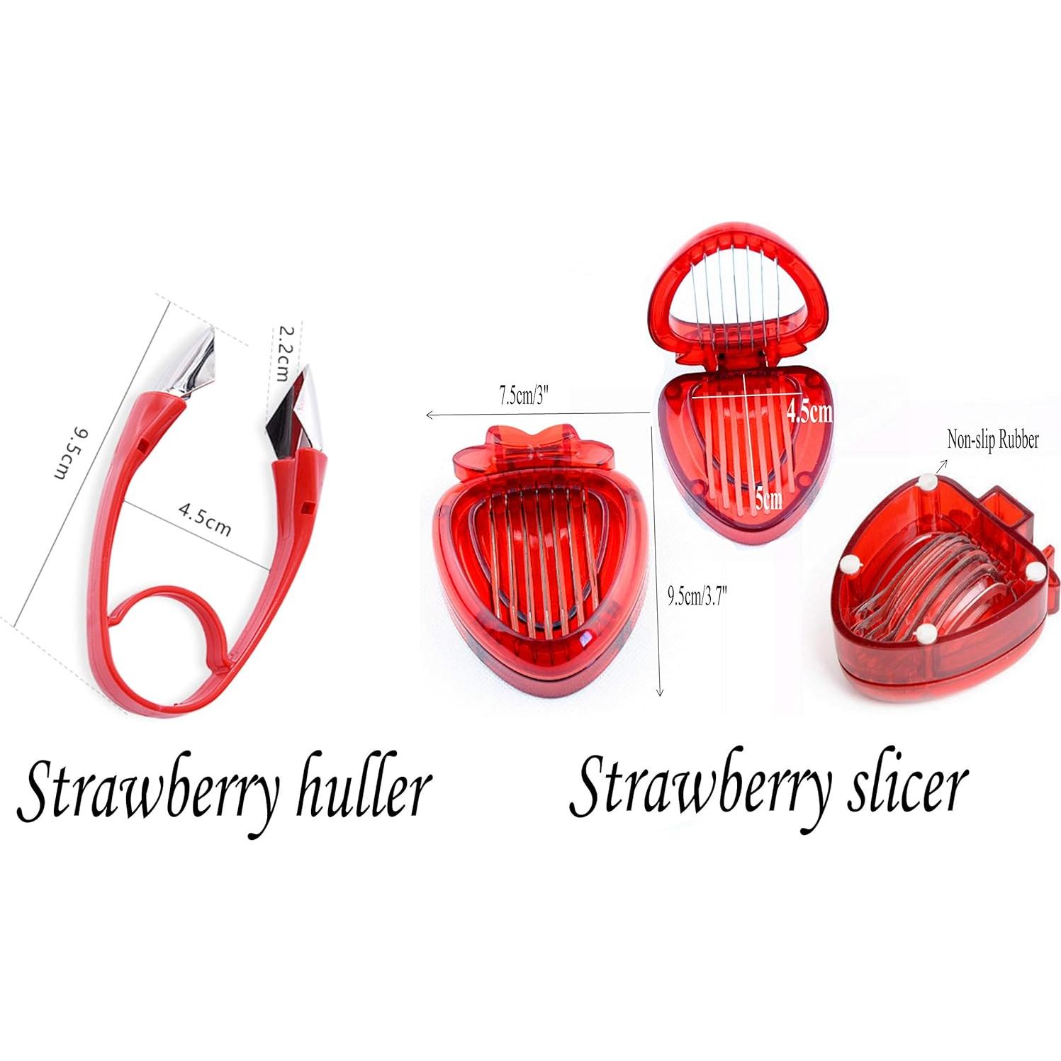 Juego Cortador y Descorazonador de Fresas TIYOORTA Rojo