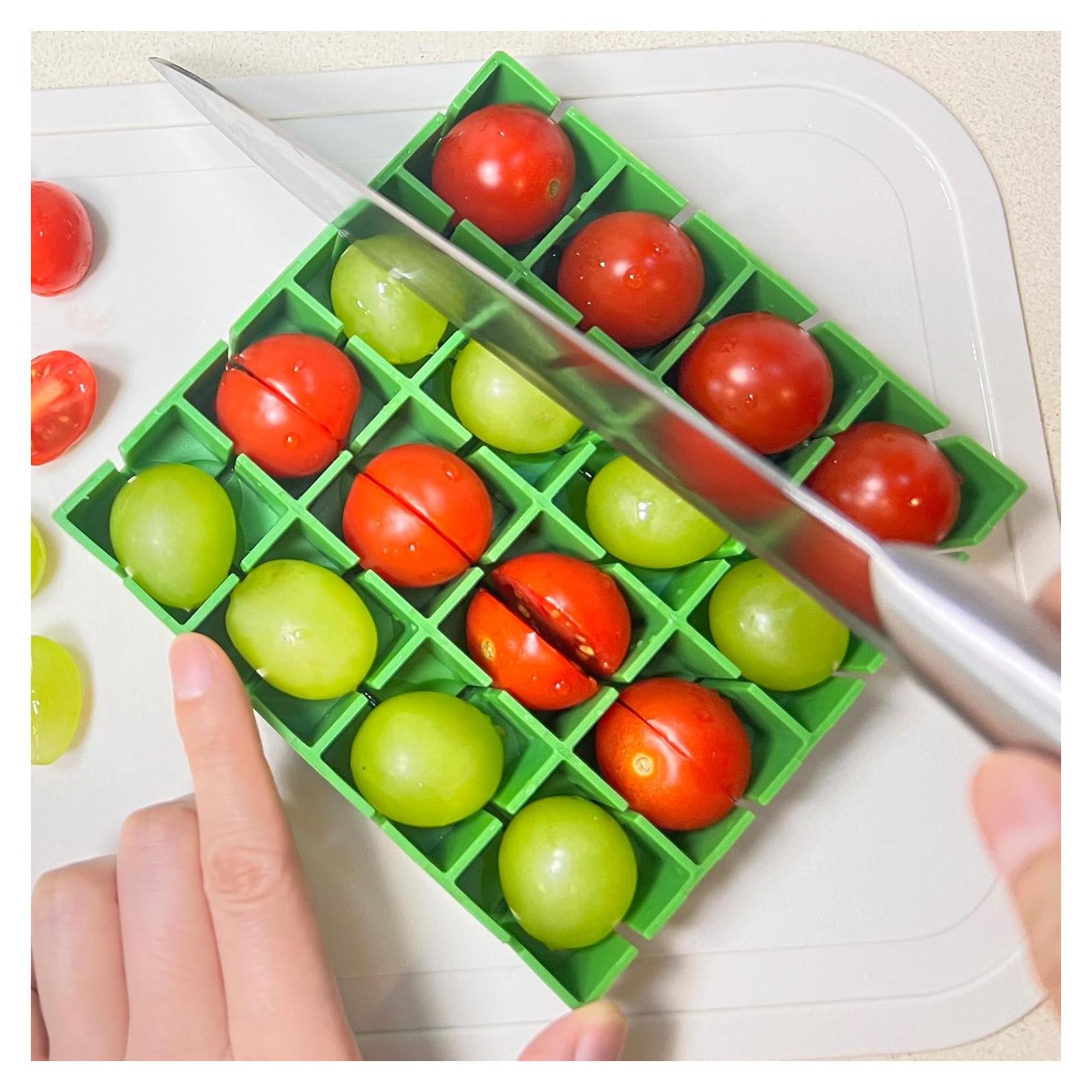 Cortador de Tomates Cherry y Uvas Yamteck, 16 Piezas, Verde