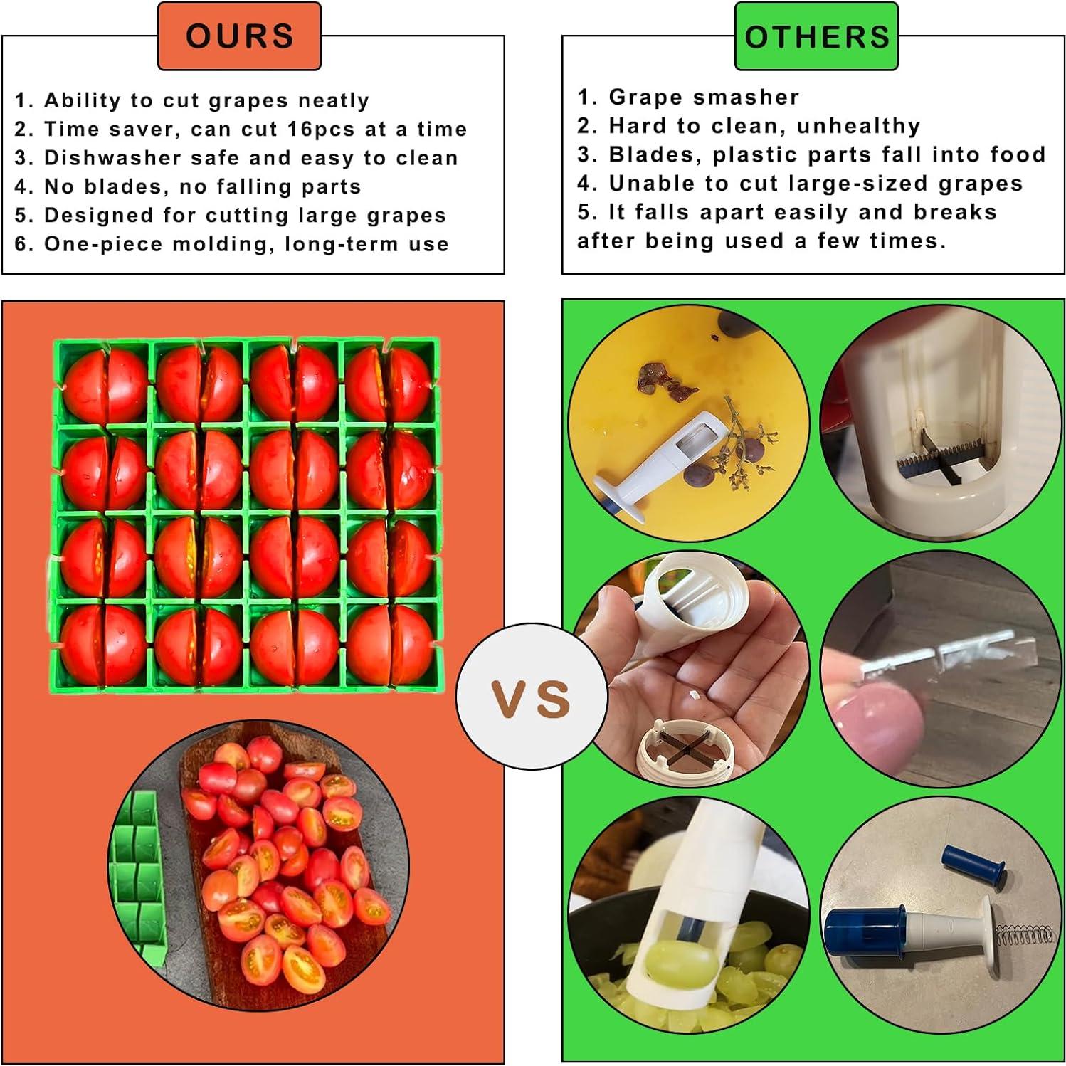 Cortador de Tomates Cherry y Uvas Yamteck, 16 Piezas, Verde